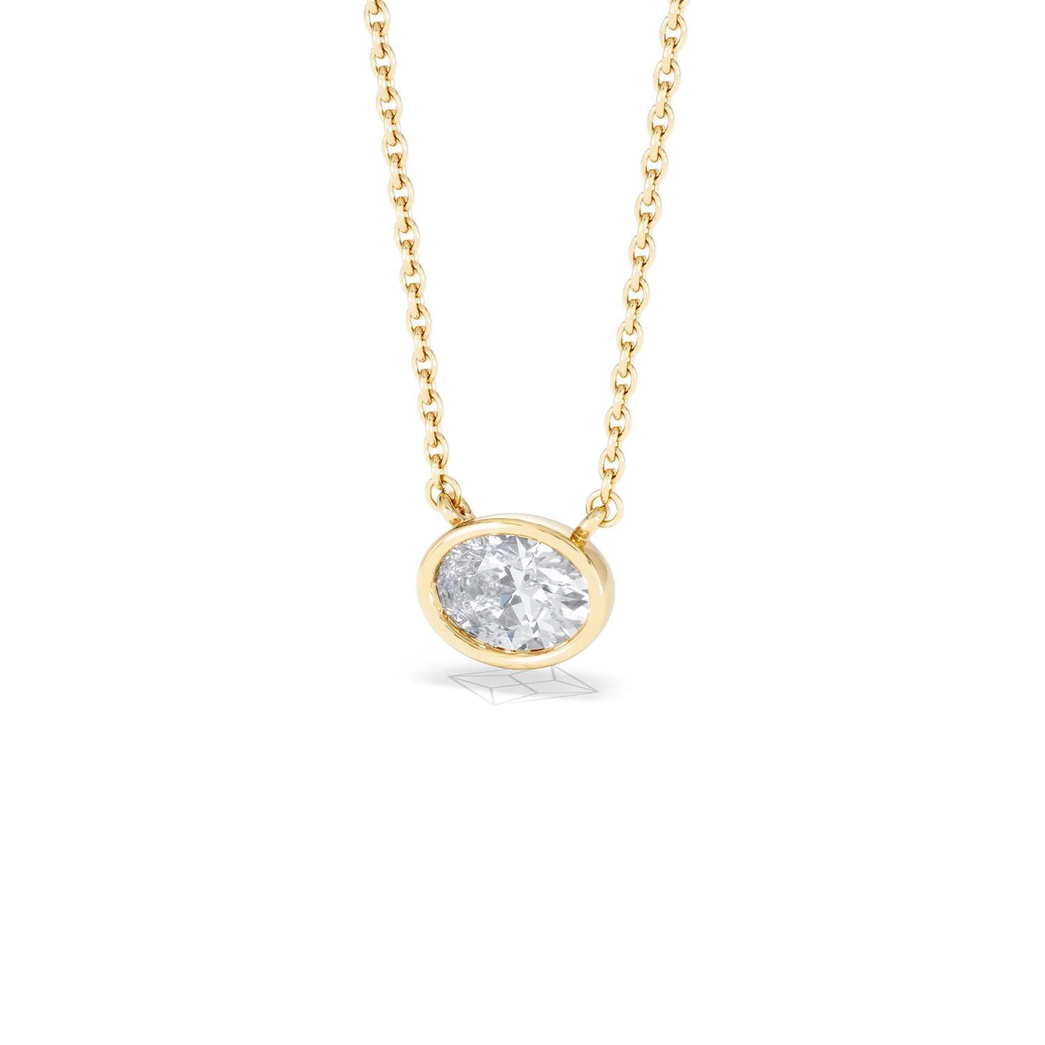 Horizon Oval Cut Lab Diamond Solitaire Necklace 0.50ct H/SI in 9K Gold - Image 85