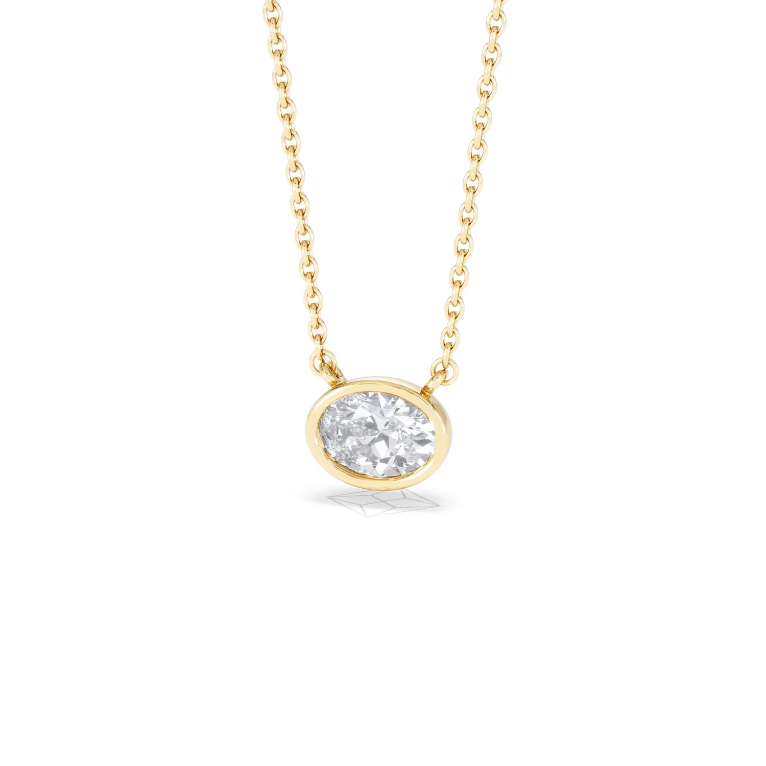 Horizon Oval Cut Lab Diamond Solitaire Necklace 0.50ct H/SI in 9K Gold - Image 86
