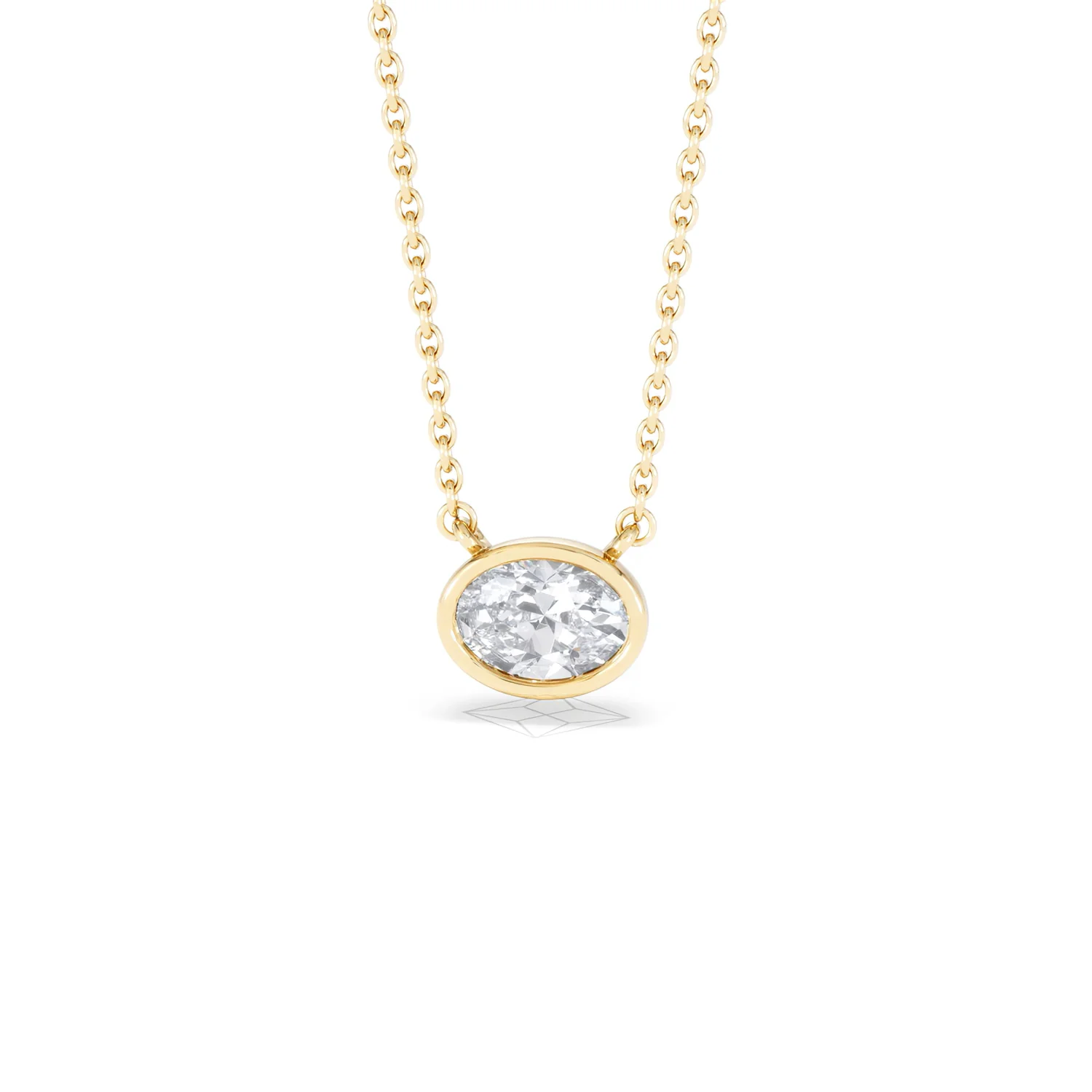 Horizon Oval Cut Lab Diamond Solitaire Necklace 0.50ct H/SI in 9K Gold - Image 88