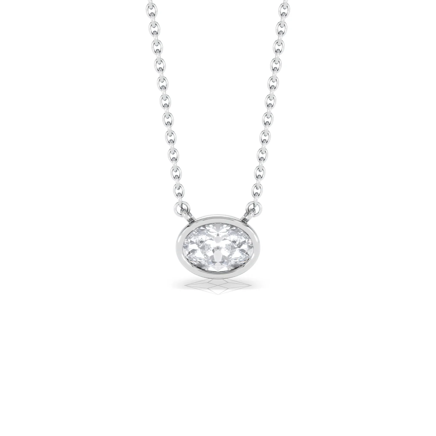 Horizon Oval Cut Lab Diamond Solitaire Necklace 0.50ct H/SI in 9K White Gold - Image 10