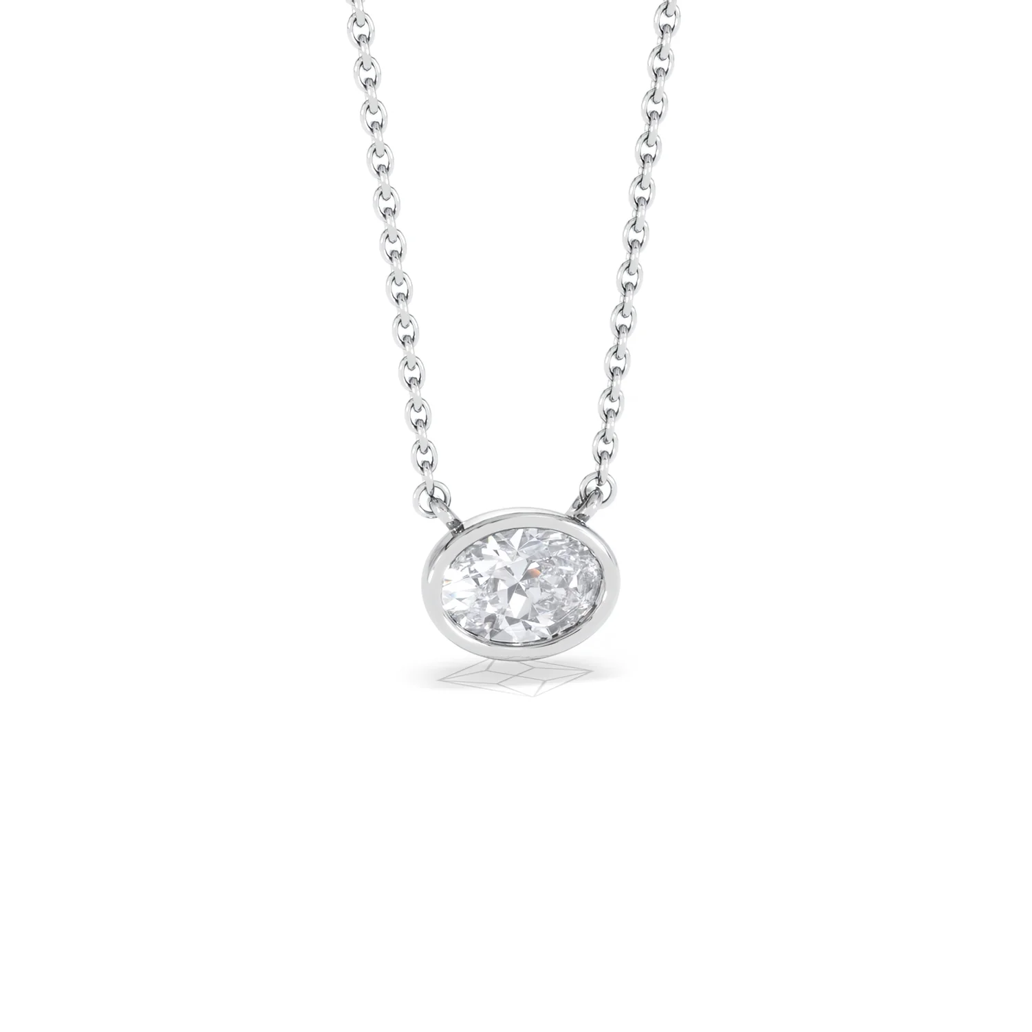 Horizon Oval Cut Lab Diamond Solitaire Necklace 0.50ct H/SI in 9K White Gold - Image 13