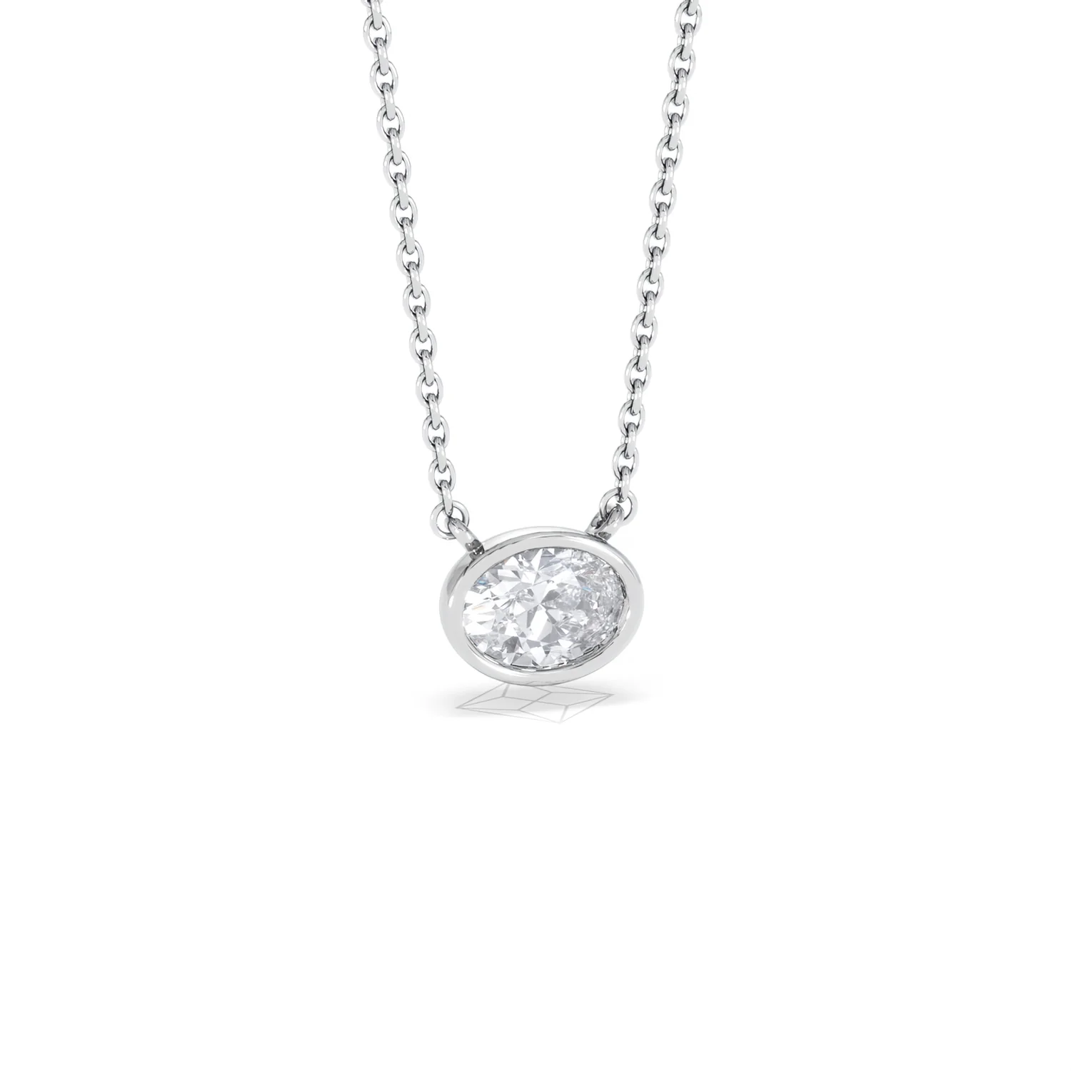 Horizon Oval Cut Lab Diamond Solitaire Necklace 0.50ct H/SI in 9K White Gold - Image 14
