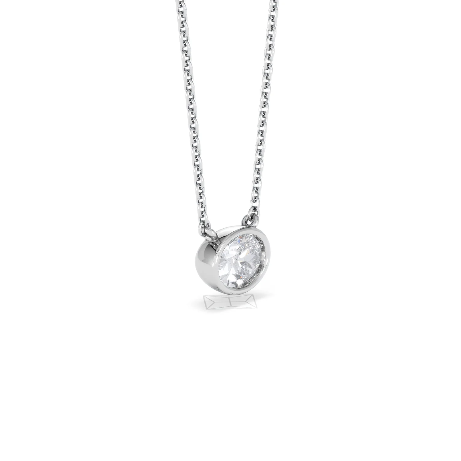 Horizon Oval Cut Lab Diamond Solitaire Necklace 0.50ct H/SI in 9K White Gold - Image 21