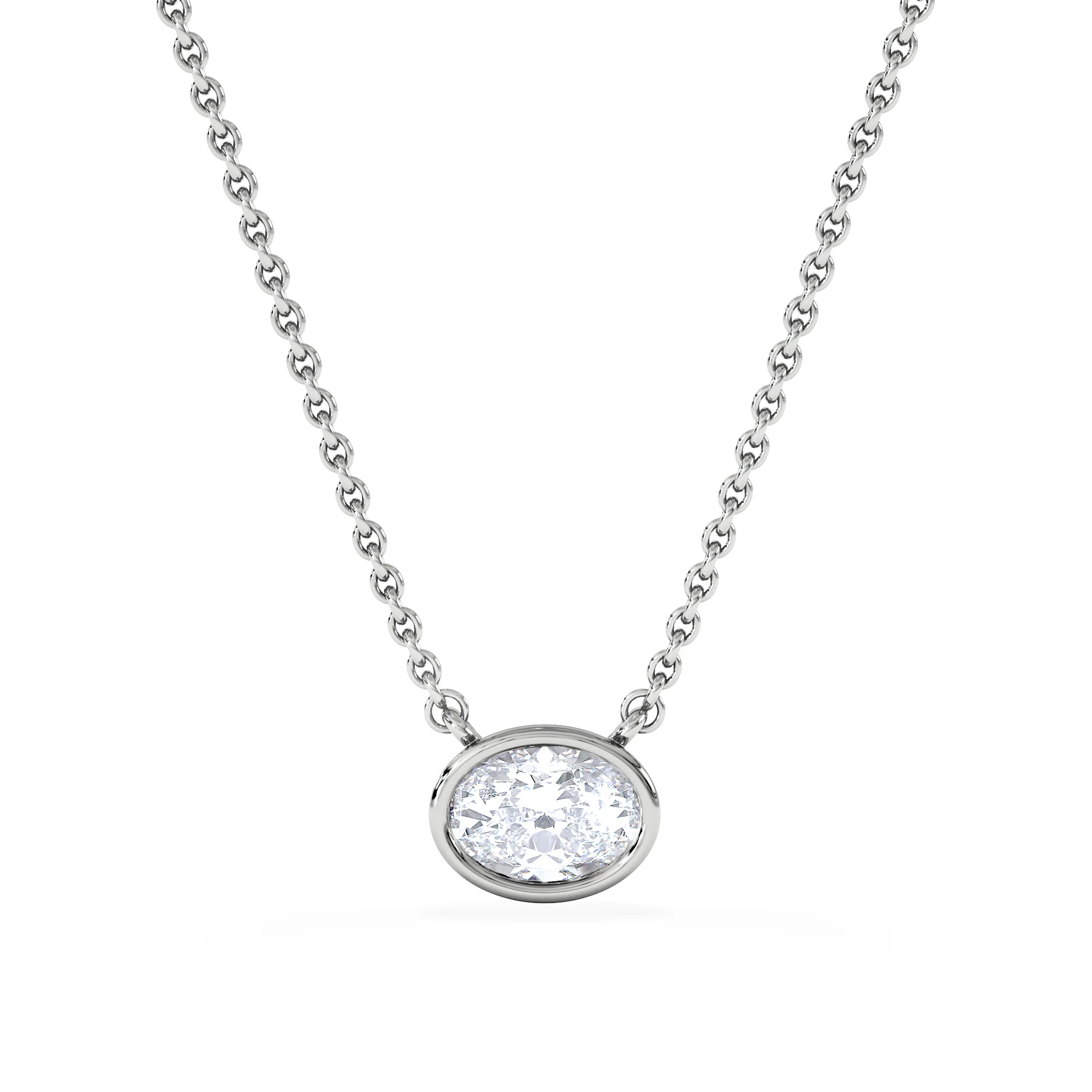 Horizon Oval Cut Lab Diamond Solitaire Necklace 0.50ct H/SI in 9K White Gold - Image 3