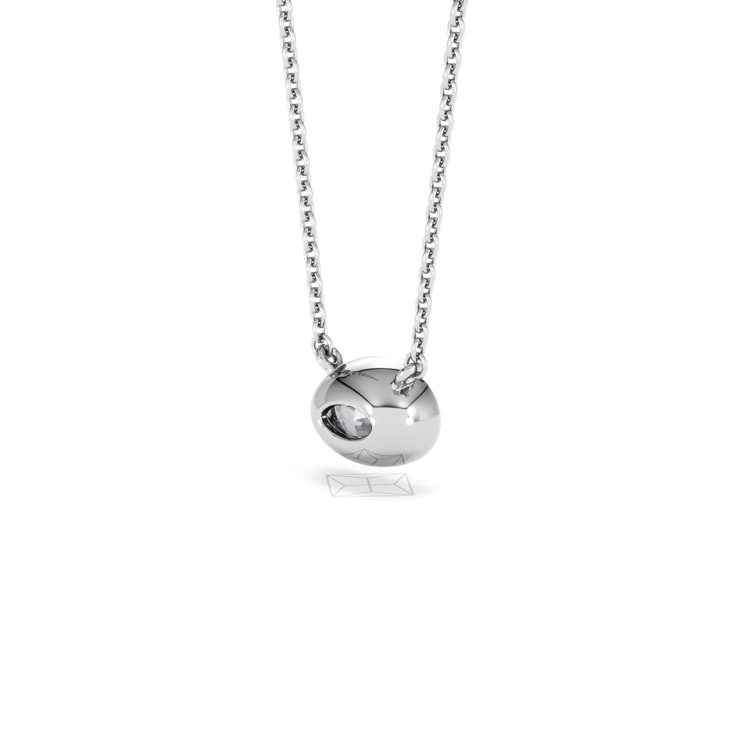 Horizon Oval Cut Lab Diamond Solitaire Necklace 0.50ct H/SI in 9K White Gold - Image 41