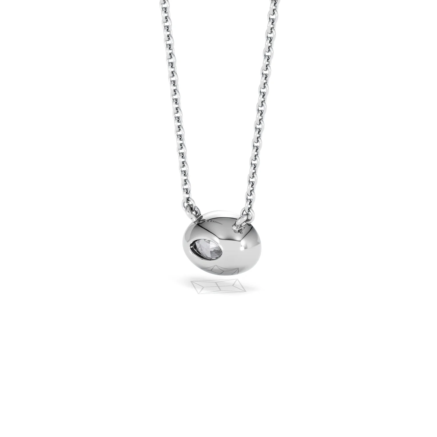 Horizon Oval Cut Lab Diamond Solitaire Necklace 0.50ct H/SI in 9K White Gold - Image 42