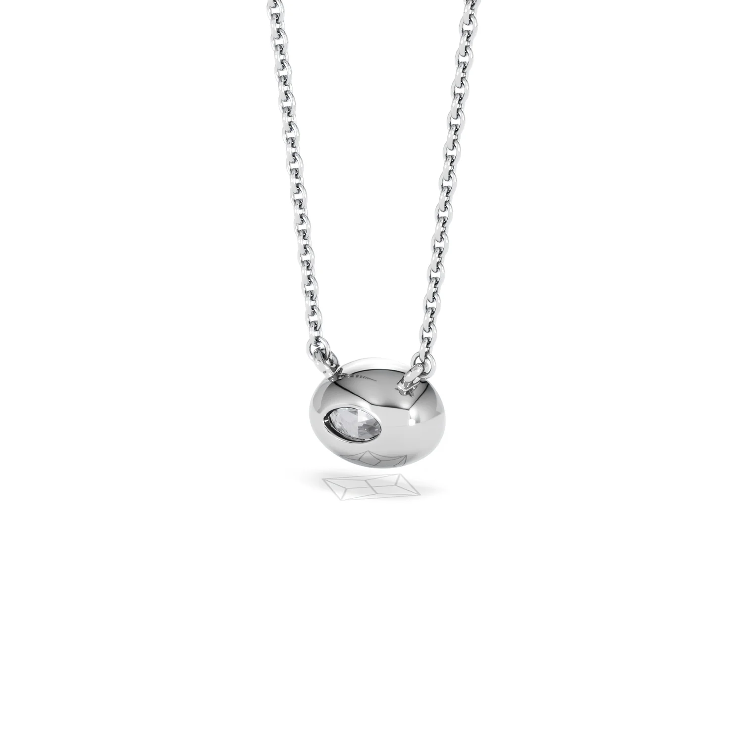 Horizon Oval Cut Lab Diamond Solitaire Necklace 0.50ct H/SI in 9K White Gold - Image 43