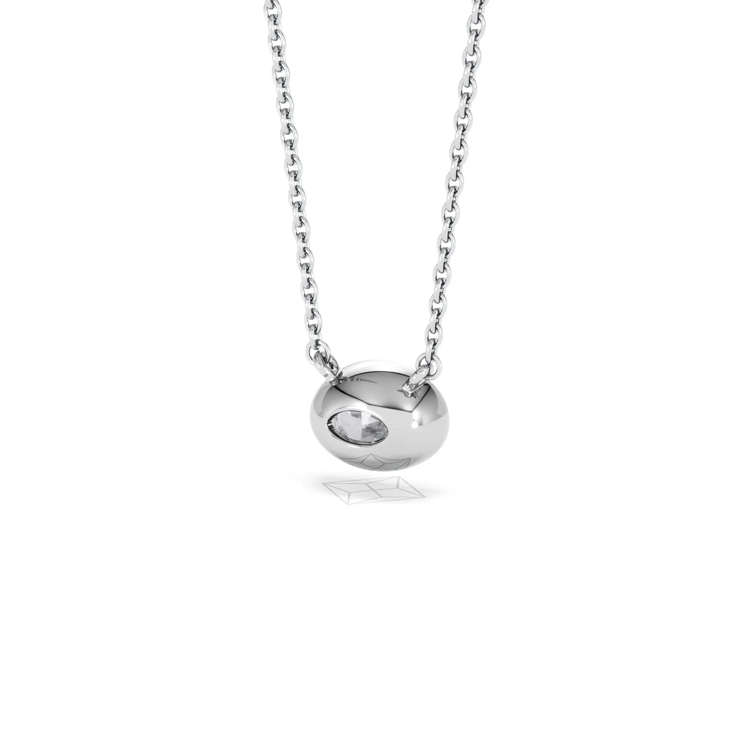 Horizon Oval Cut Lab Diamond Solitaire Necklace 0.50ct H/SI in 9K White Gold - Image 44