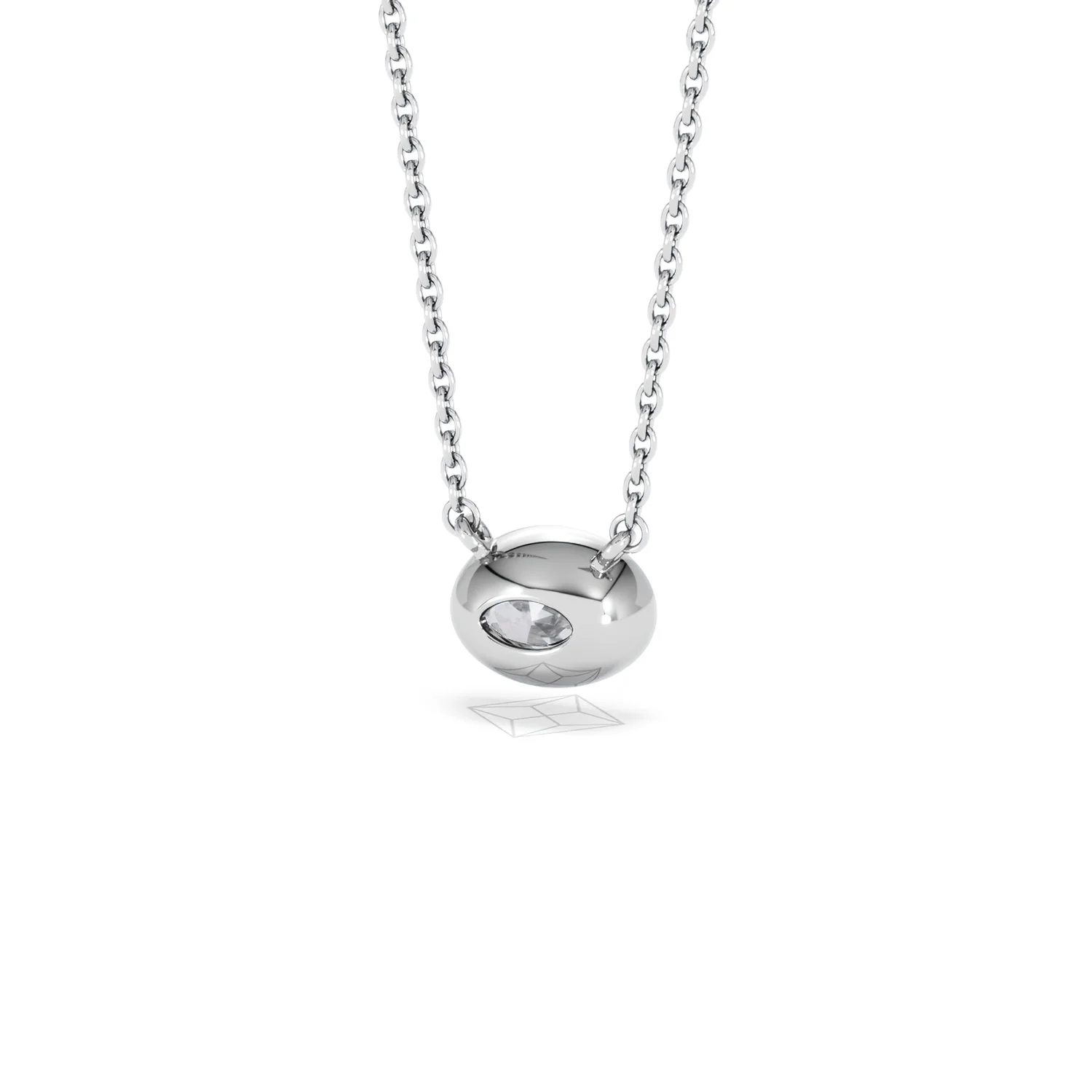 Horizon Oval Cut Lab Diamond Solitaire Necklace 0.50ct H/SI in 9K White Gold - Image 45