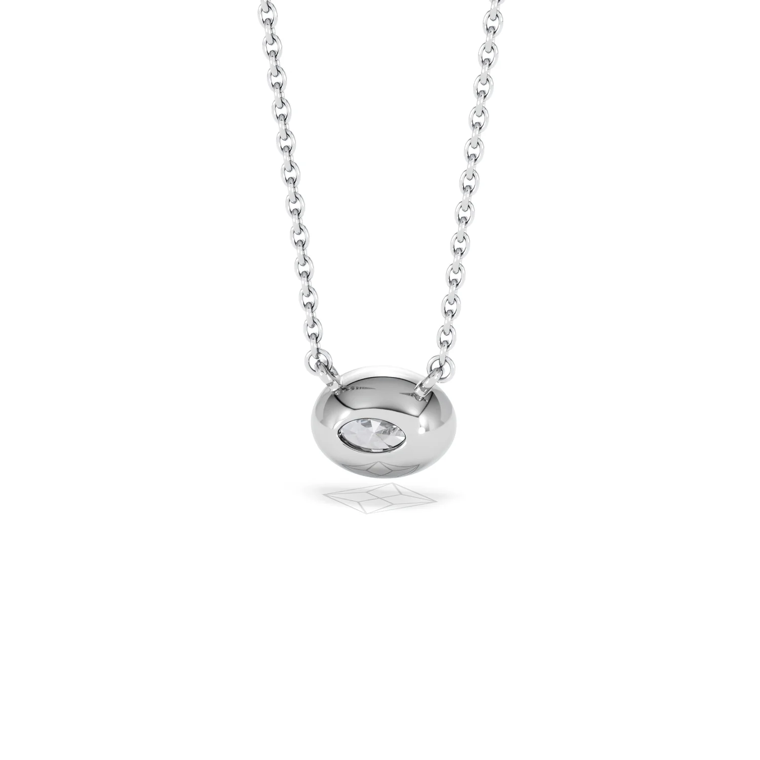 Horizon Oval Cut Lab Diamond Solitaire Necklace 0.50ct H/SI in 9K White Gold - Image 47