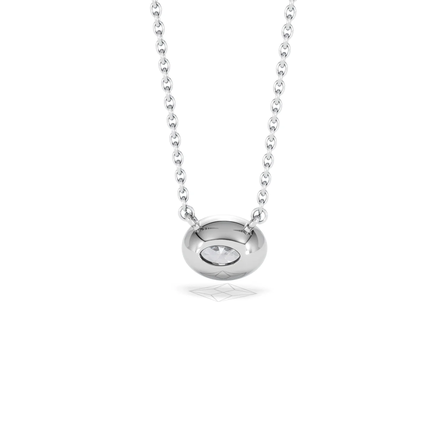 Horizon Oval Cut Lab Diamond Solitaire Necklace 0.50ct H/SI in 9K White Gold - Image 48