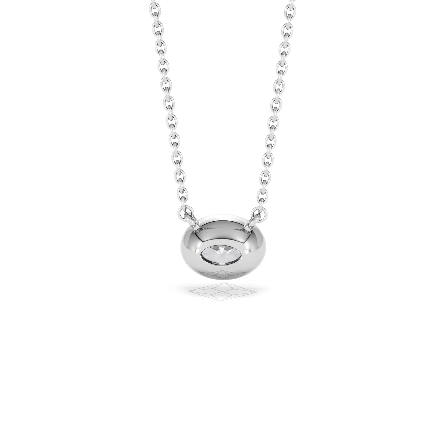 Horizon Oval Cut Lab Diamond Solitaire Necklace 0.50ct H/SI in 9K White Gold - Image 49