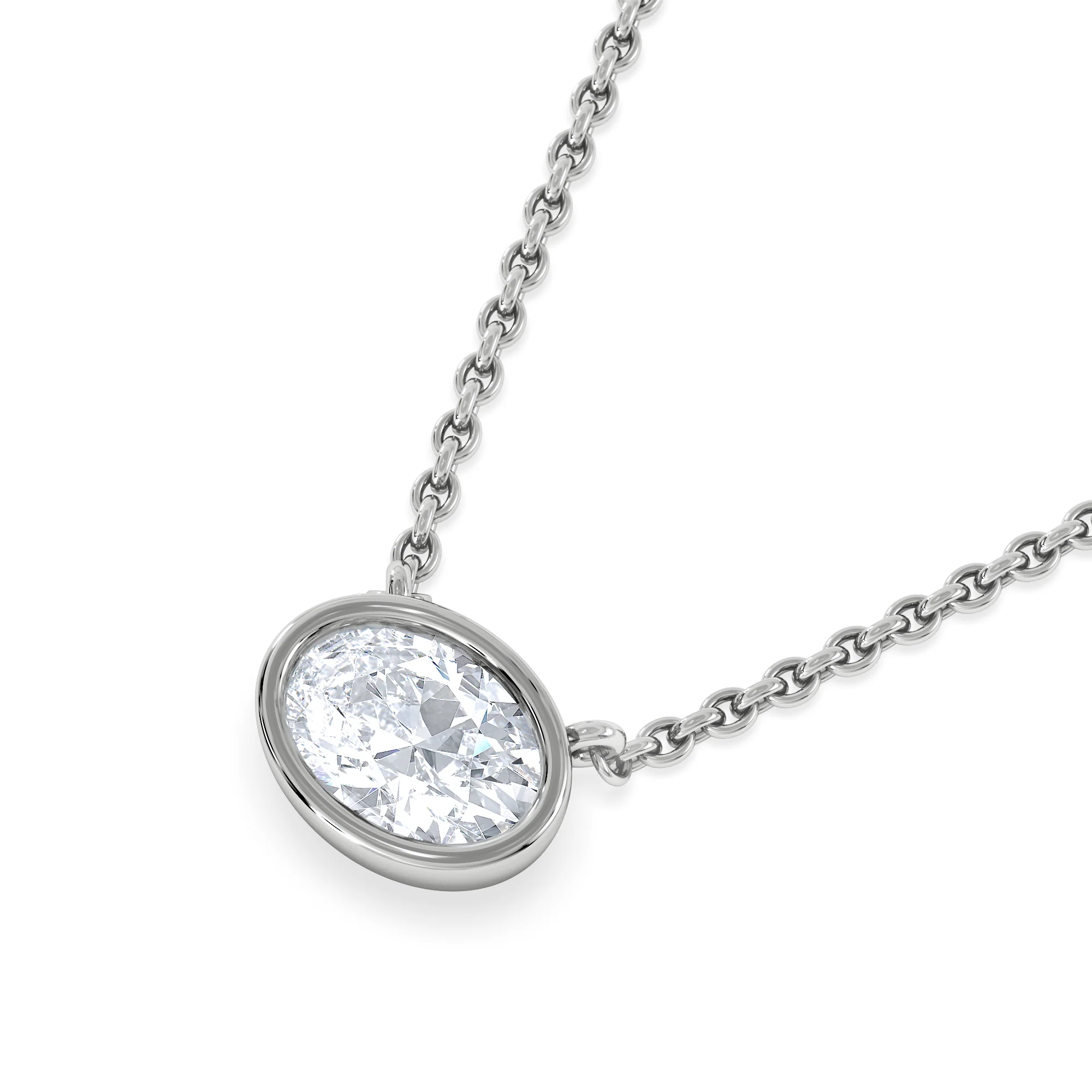 Horizon Oval Cut Lab Diamond Solitaire Necklace 0.50ct H/SI in 9K White Gold - Image 5