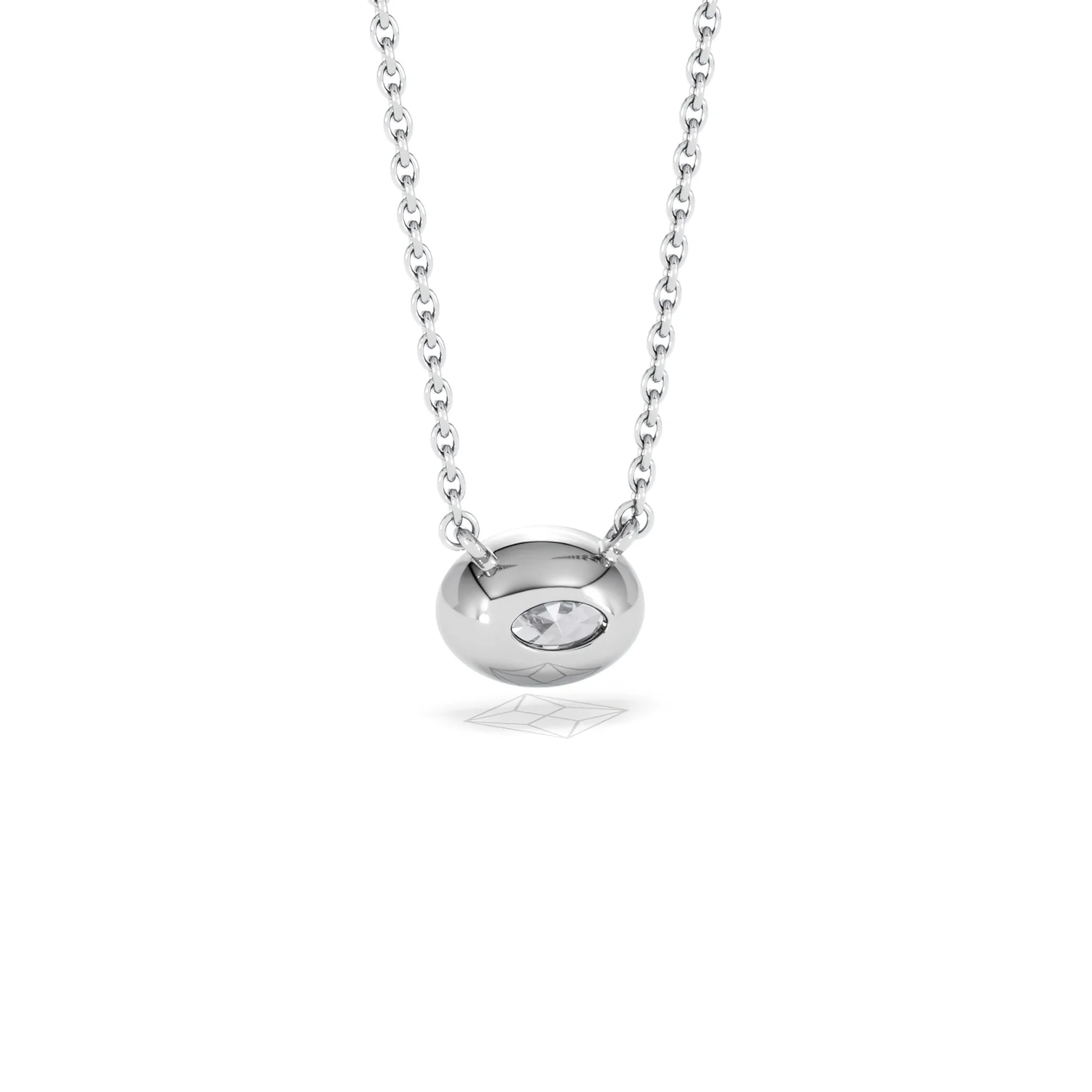 Horizon Oval Cut Lab Diamond Solitaire Necklace 0.50ct H/SI in 9K White Gold - Image 53