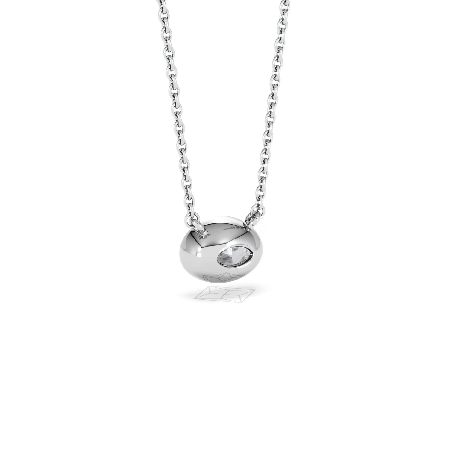 Horizon Oval Cut Lab Diamond Solitaire Necklace 0.50ct H/SI in 9K White Gold - Image 56
