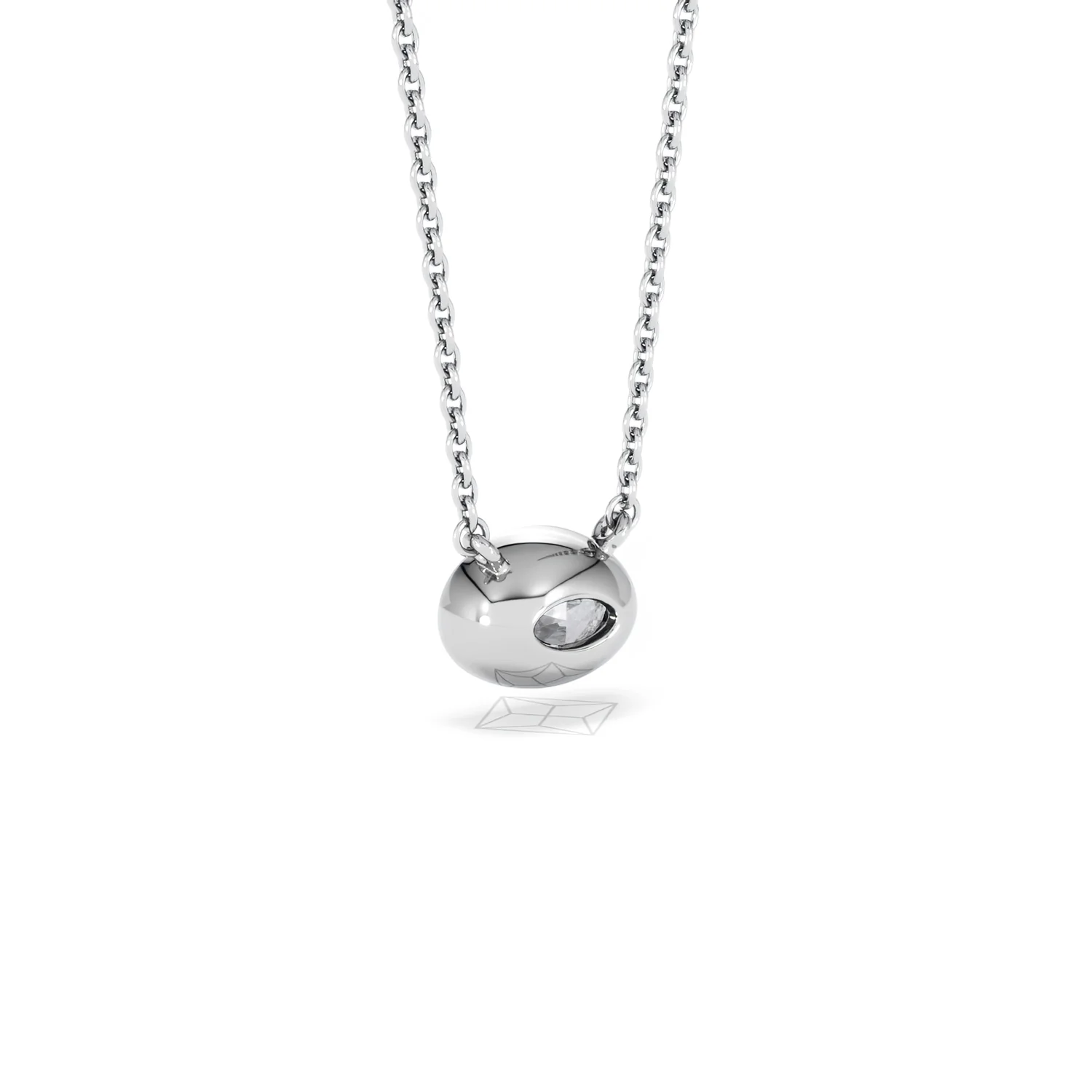 Horizon Oval Cut Lab Diamond Solitaire Necklace 0.50ct H/SI in 9K White Gold - Image 57