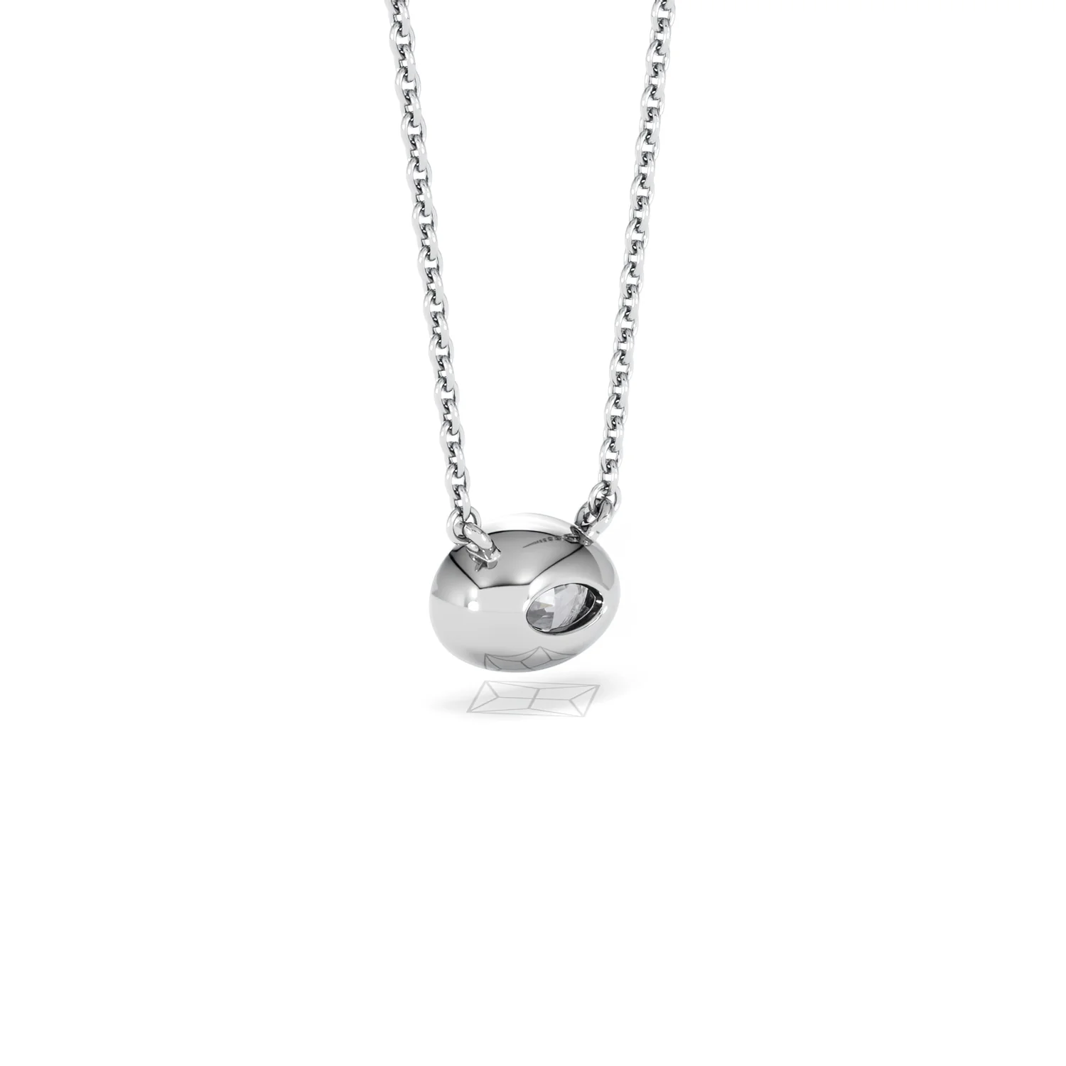 Horizon Oval Cut Lab Diamond Solitaire Necklace 0.50ct H/SI in 9K White Gold - Image 58