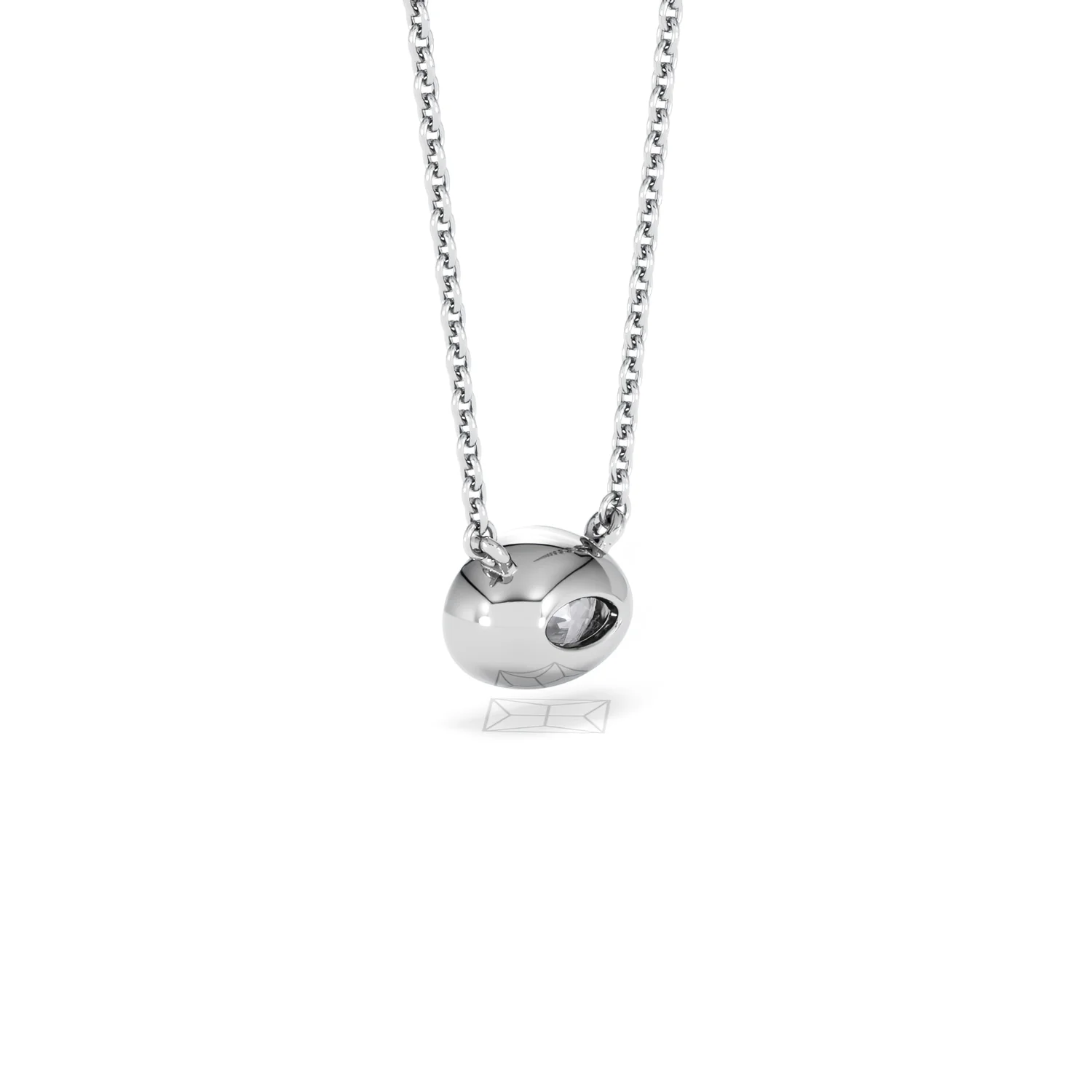Horizon Oval Cut Lab Diamond Solitaire Necklace 0.50ct H/SI in 9K White Gold - Image 59