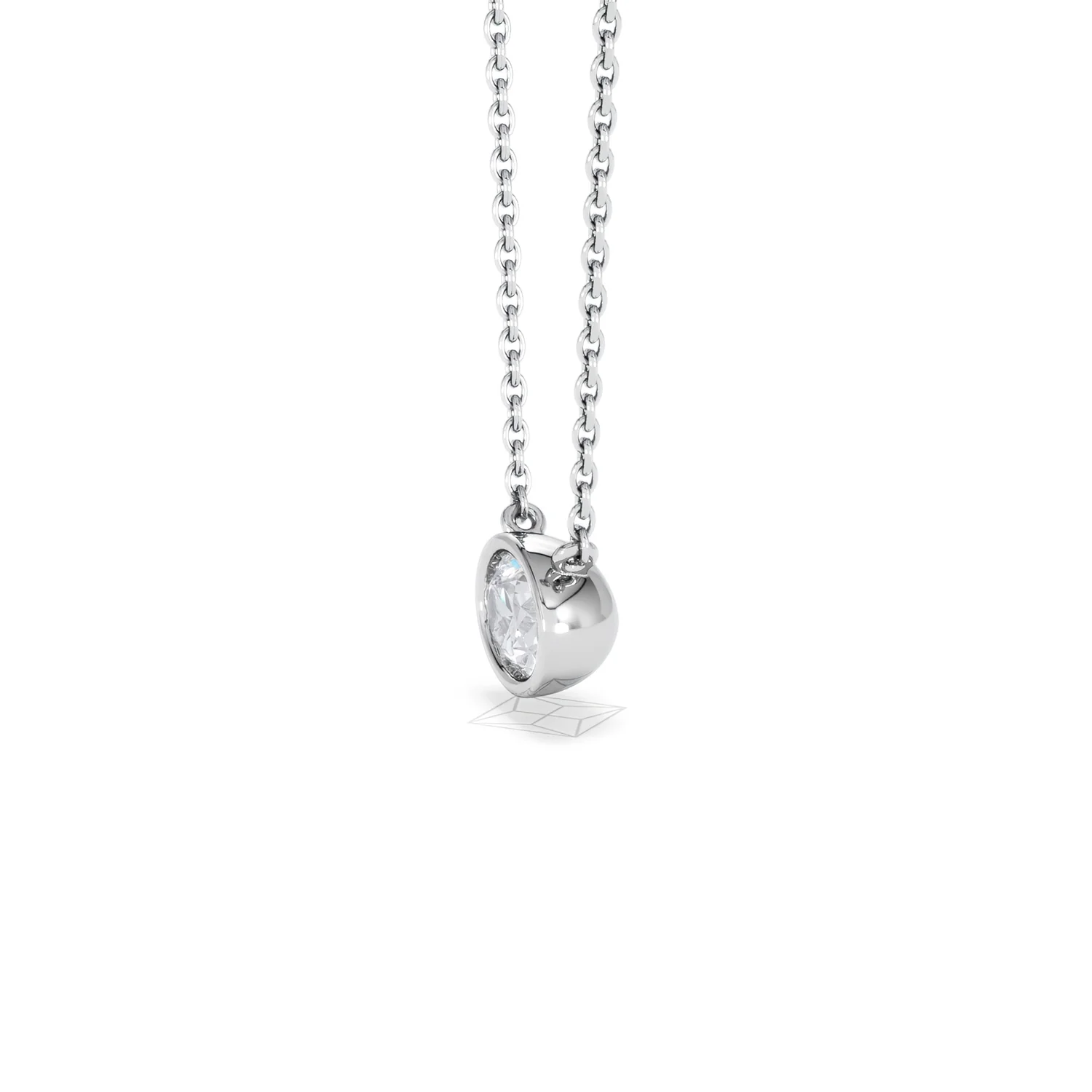 Horizon Oval Cut Lab Diamond Solitaire Necklace 0.50ct H/SI in 9K White Gold - Image 74