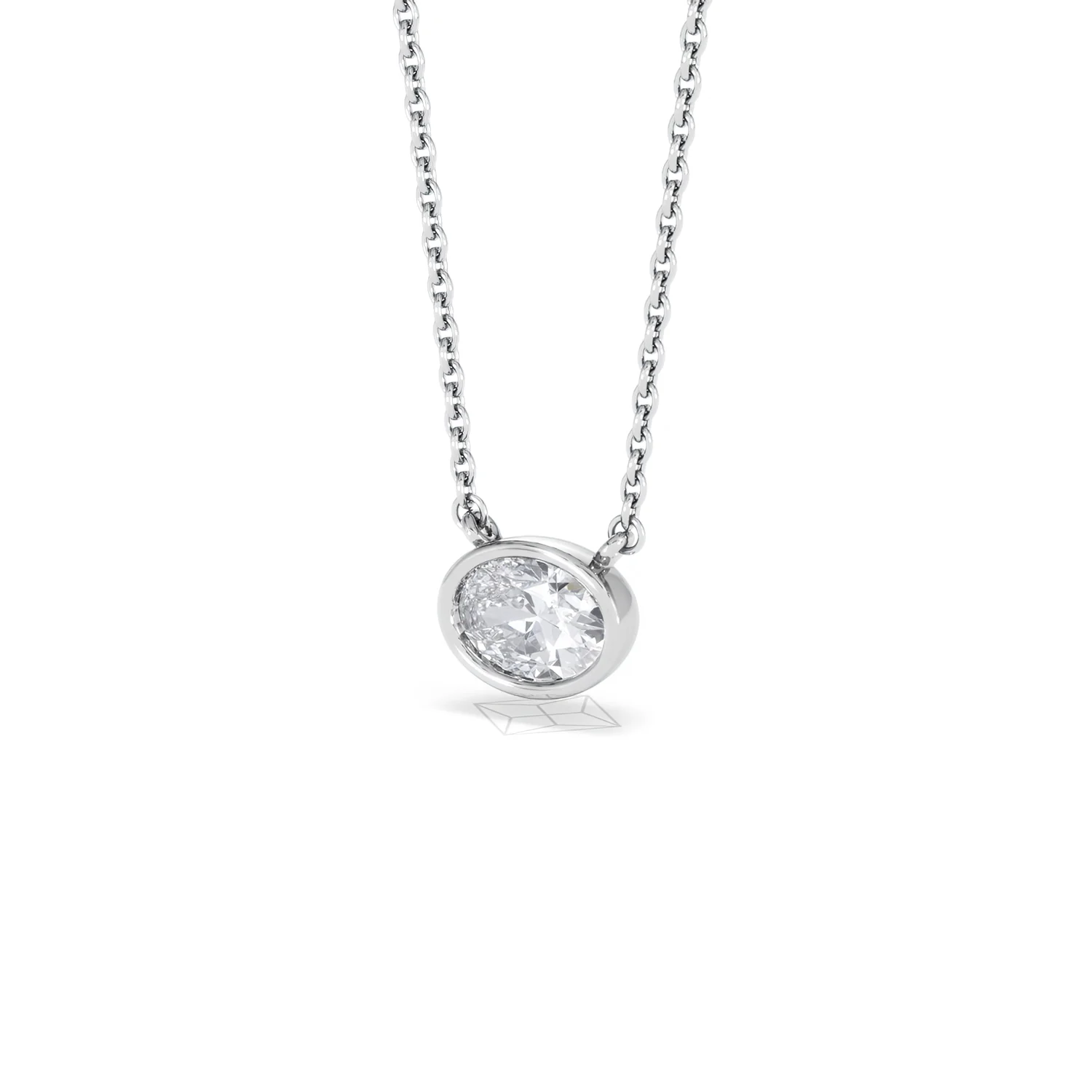 Horizon Oval Cut Lab Diamond Solitaire Necklace 0.50ct H/SI in 9K White Gold - Image 83