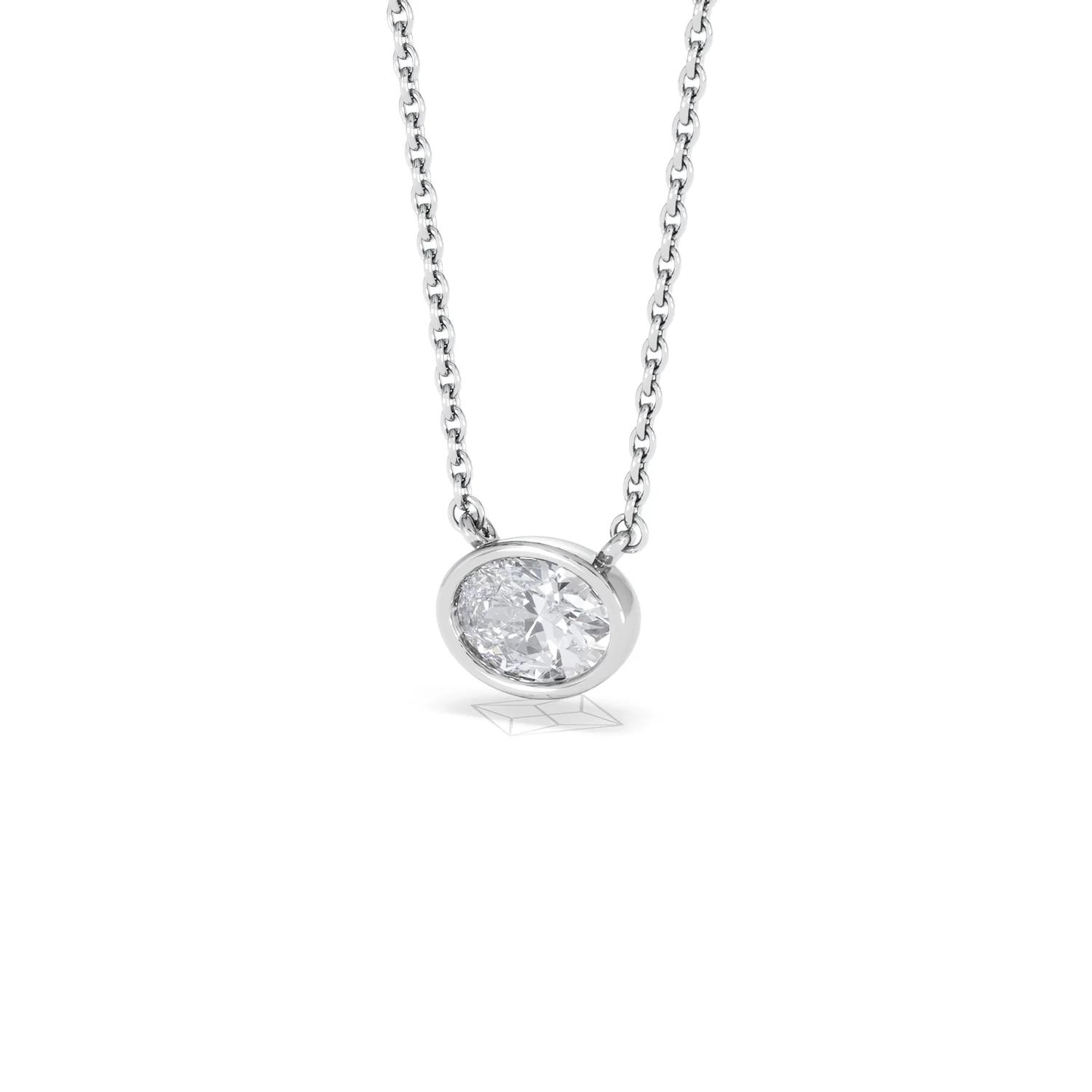 Horizon Oval Cut Lab Diamond Solitaire Necklace 0.50ct H/SI in 9K White Gold - Image 84
