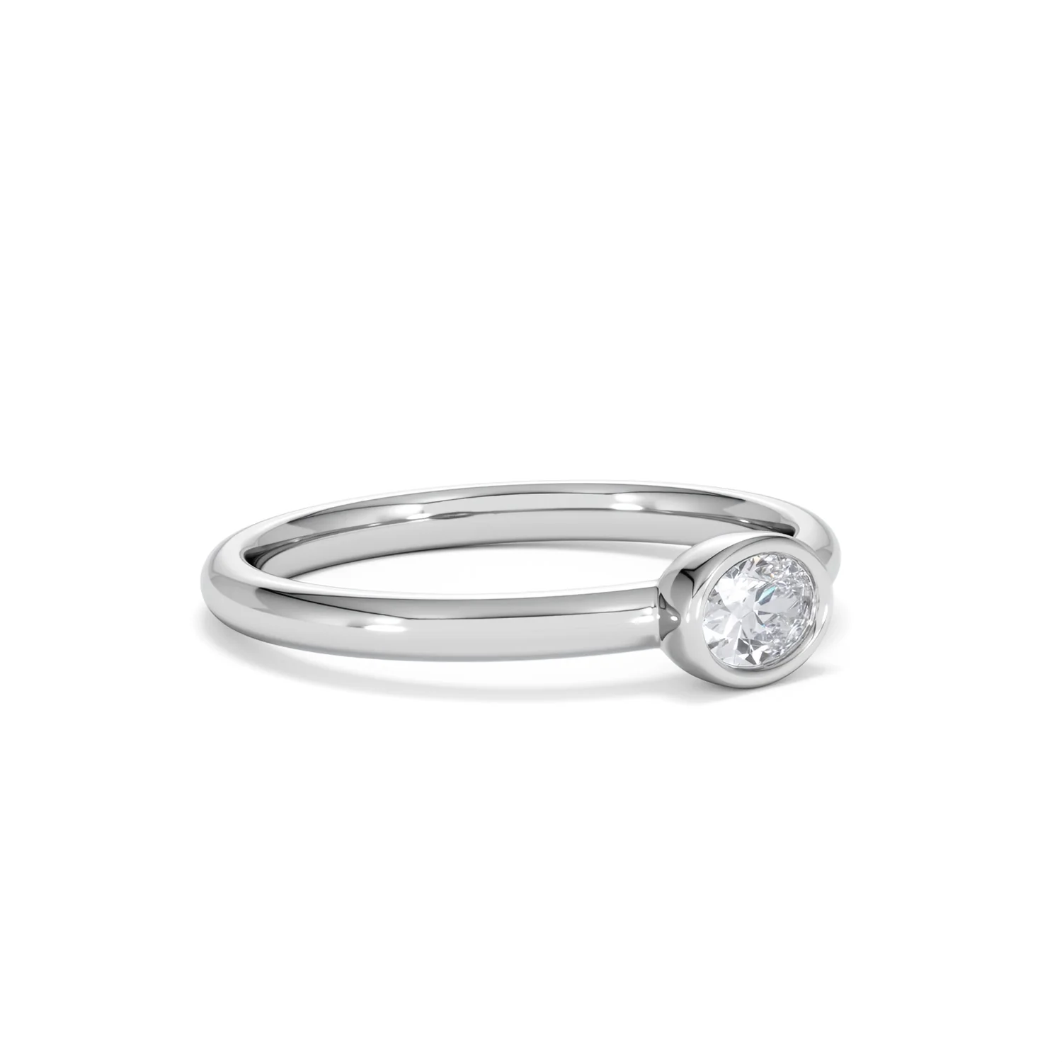 Horizon Oval Cut Lab Diamond Solitaire Ring 0.25ct H/SI in 925 Silver - Image 19
