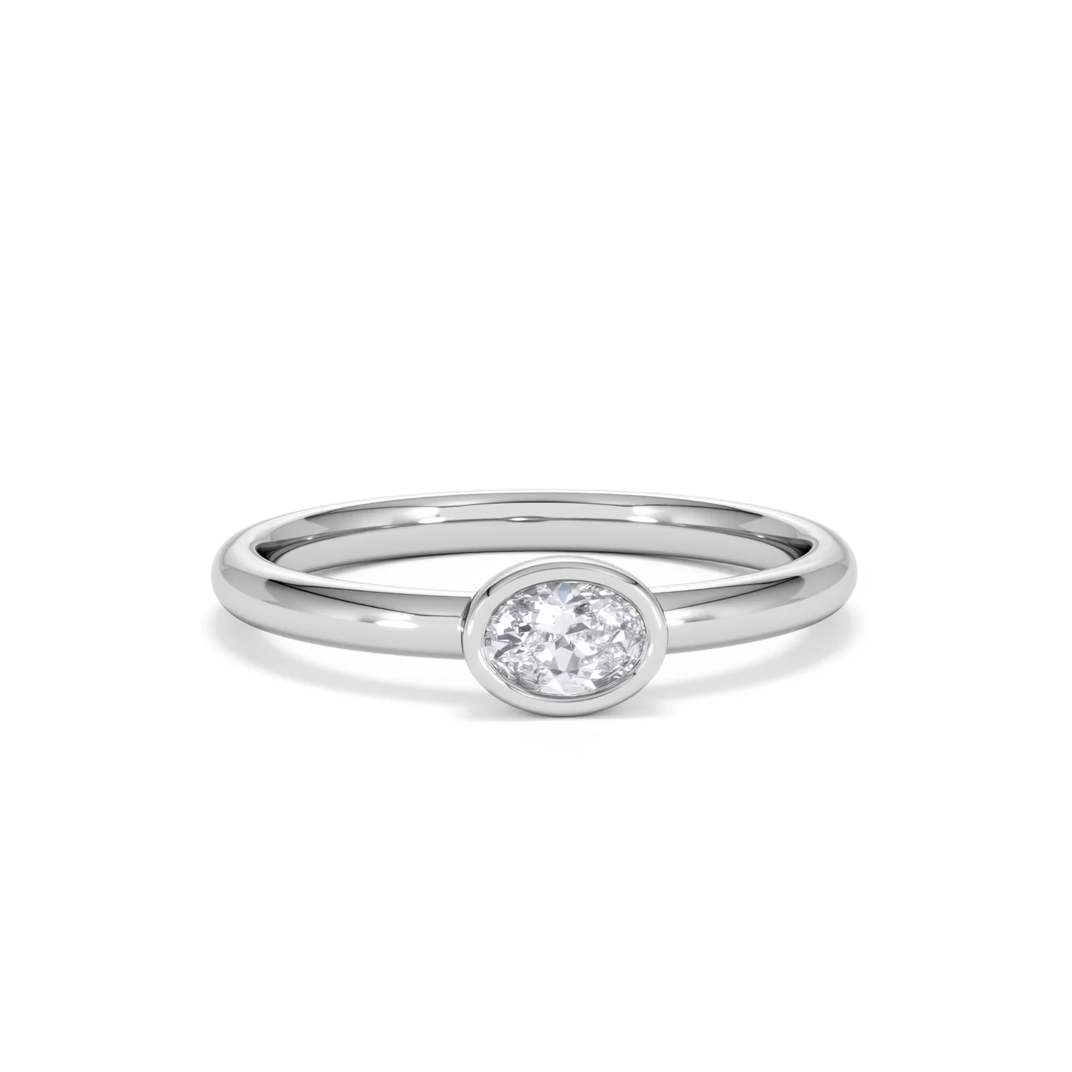 Horizon Oval Cut Lab Diamond Solitaire Ring 0.25ct H/SI in 9K White Gold - Image 11