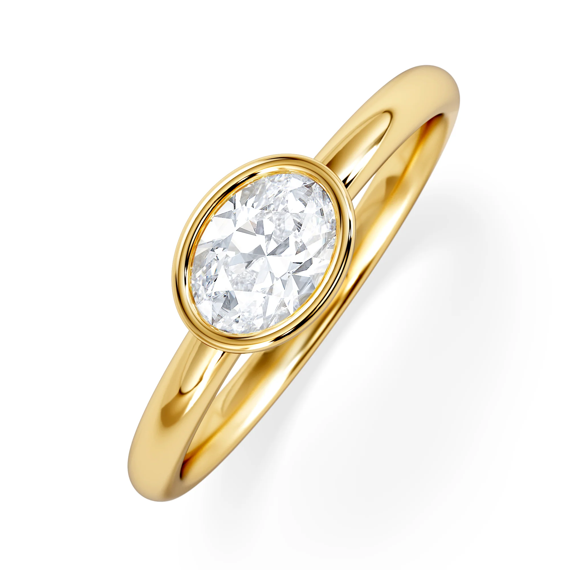 Horizon Oval Cut Lab Diamond Solitaire Ring 0.50ct H/SI in 9K Gold