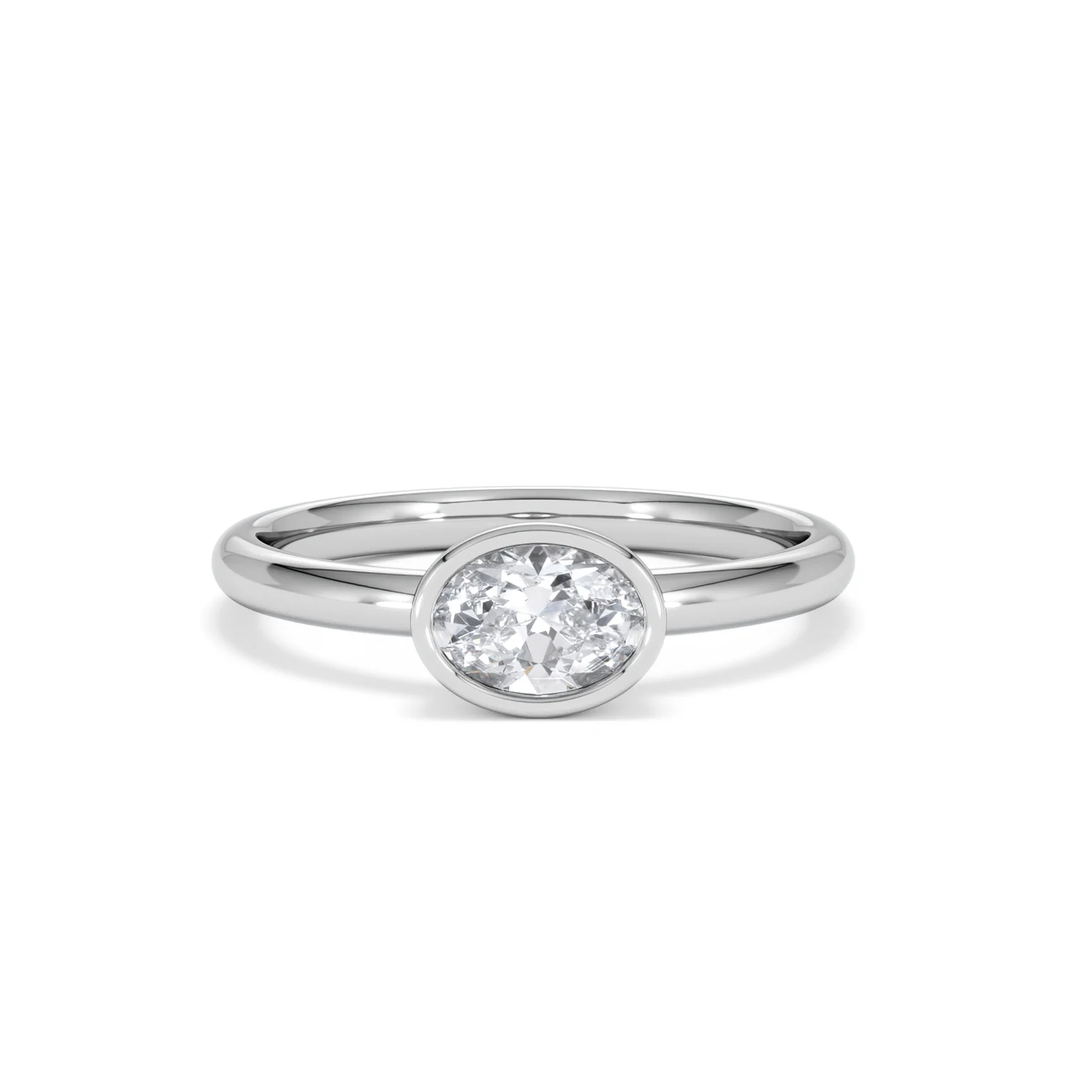 Horizon Oval Cut Lab Diamond Solitaire Ring 0.50ct H/SI in 9K White Gold - Image 10
