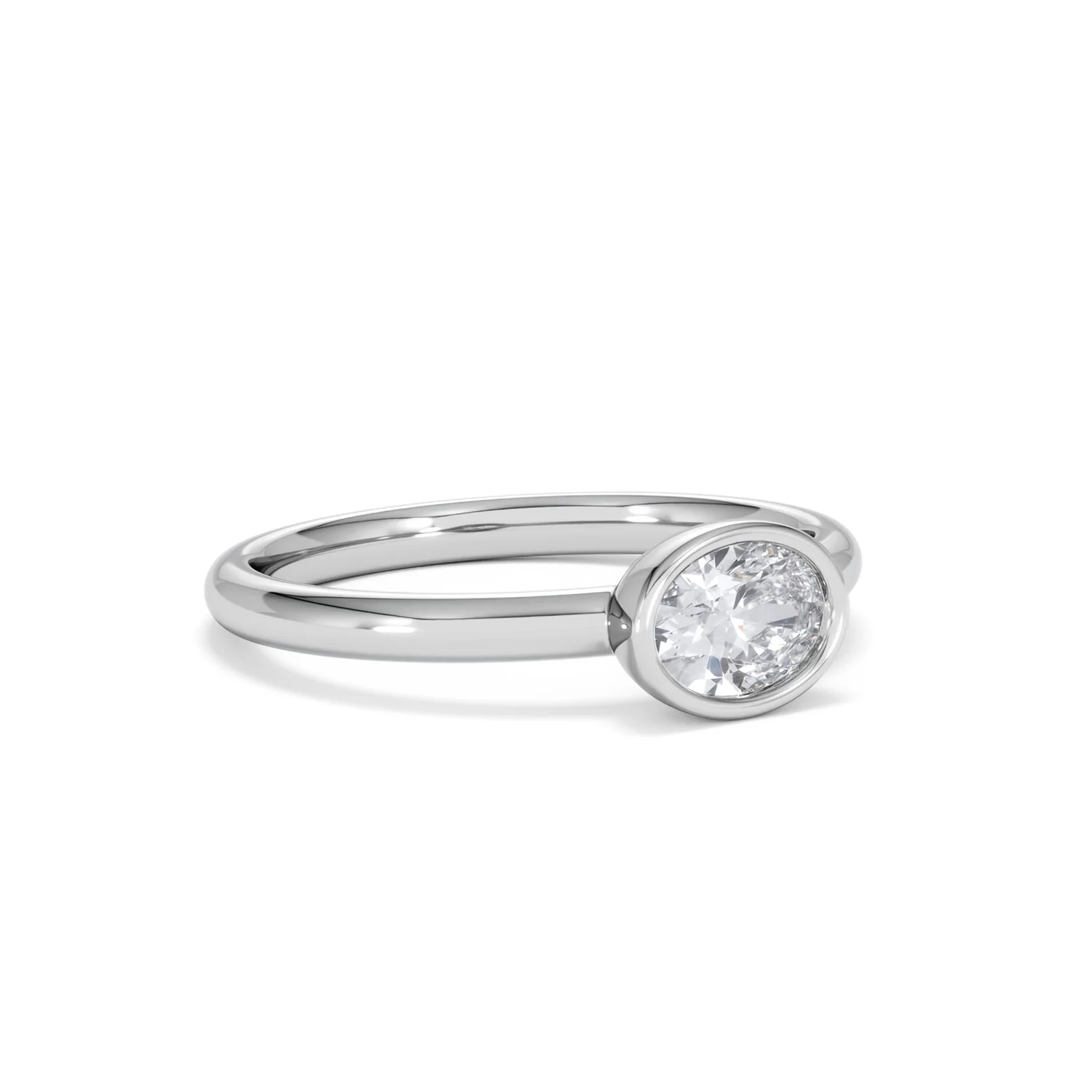 Horizon Oval Cut Lab Diamond Solitaire Ring 0.50ct H/SI in 9K White Gold - Image 17