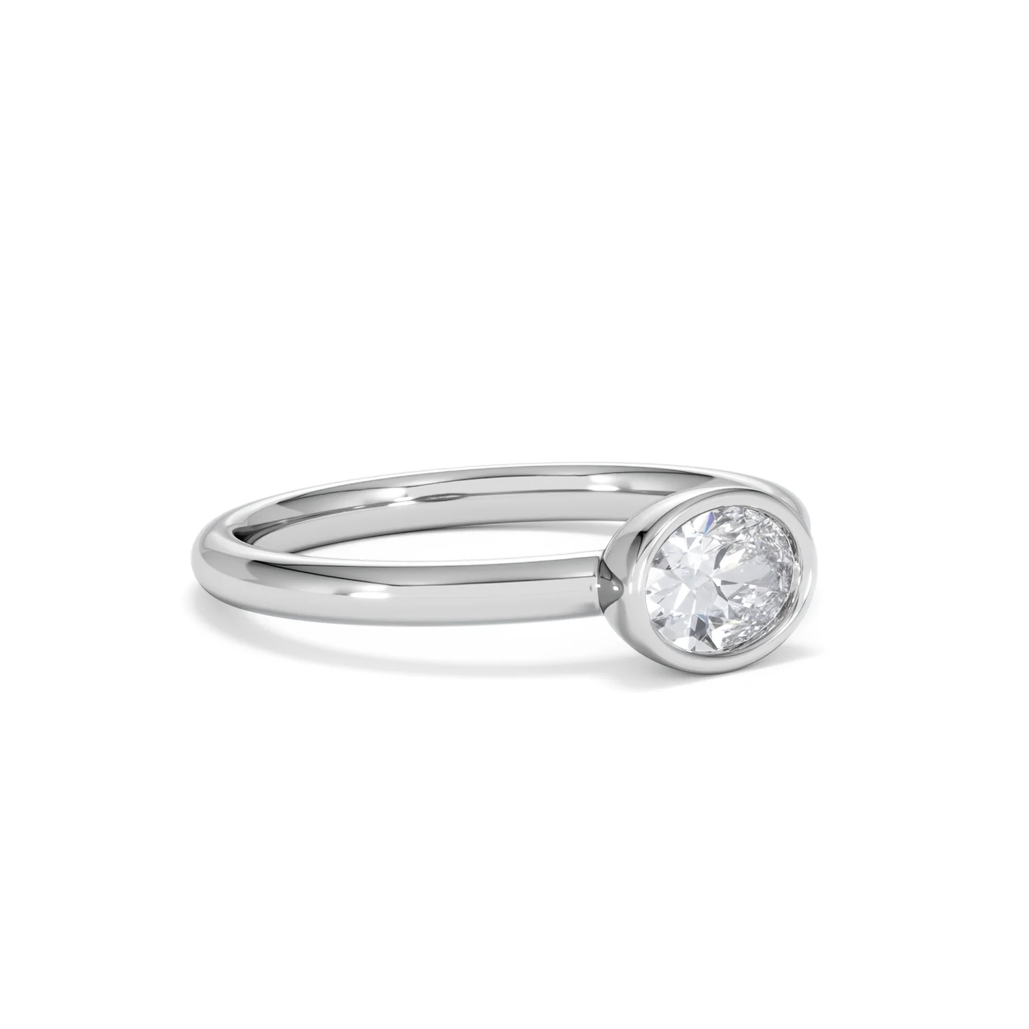 Horizon Oval Cut Lab Diamond Solitaire Ring 0.50ct H/SI in 9K White Gold - Image 18