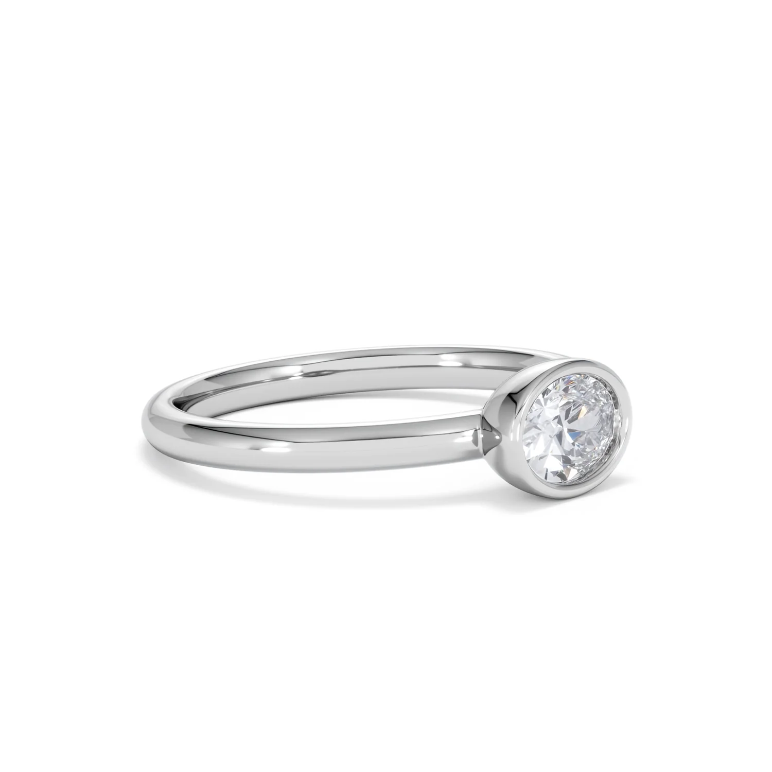 Horizon Oval Cut Lab Diamond Solitaire Ring 0.50ct H/SI in 9K White Gold - Image 20