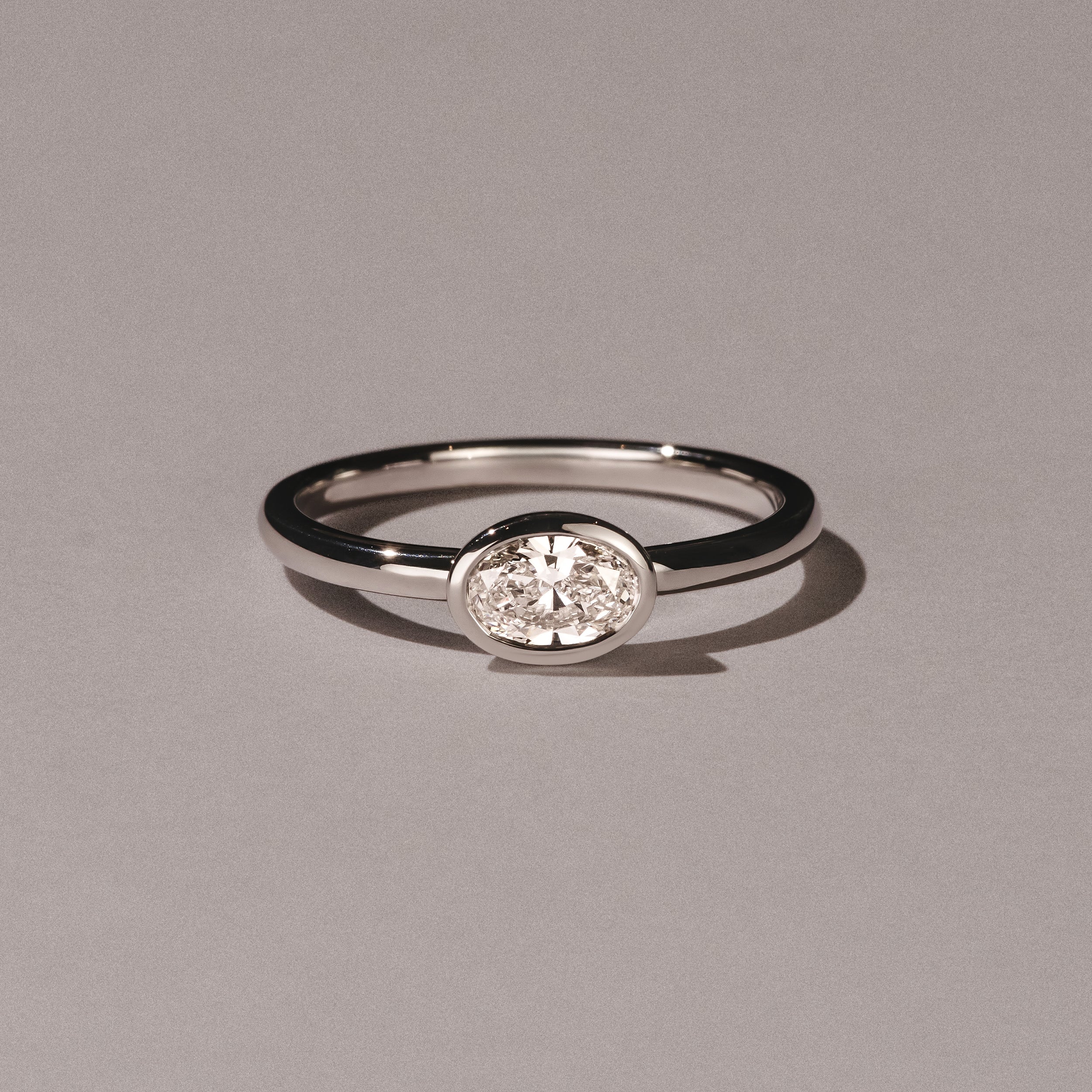 Horizon Oval Cut Lab Diamond Solitaire Ring 0.50ct H/SI in 9K White Gold - Image 6