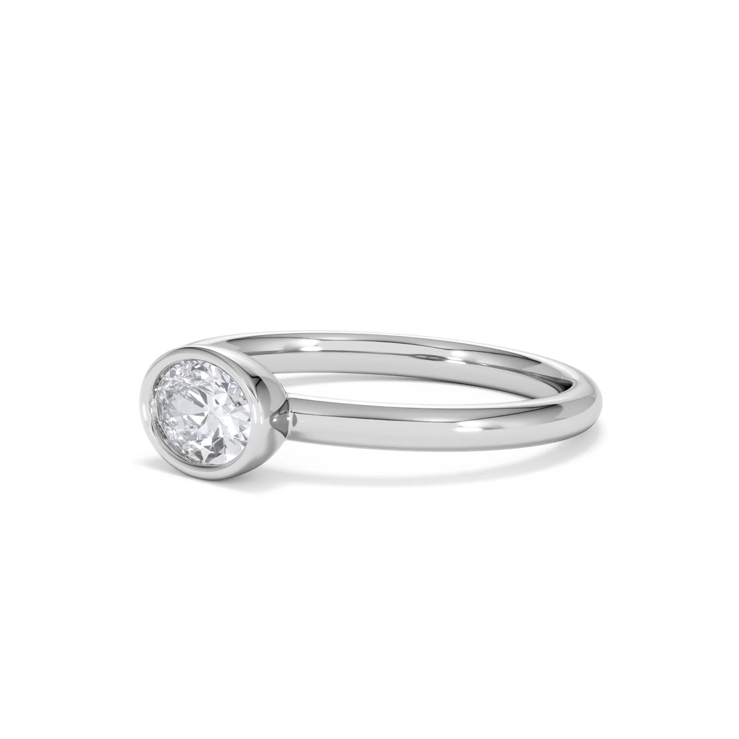 Horizon Oval Cut Lab Diamond Solitaire Ring 0.50ct H/SI in 9K White Gold - Image 80