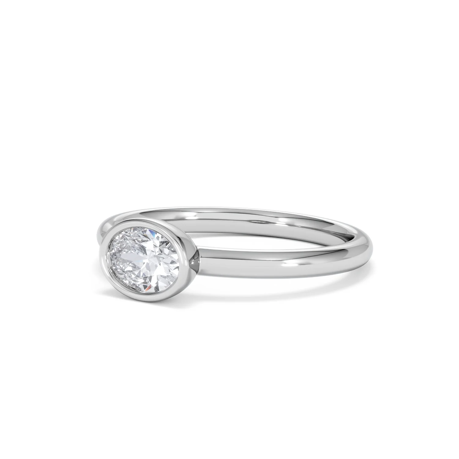 Horizon Oval Cut Lab Diamond Solitaire Ring 0.50ct H/SI in 9K White Gold - Image 82
