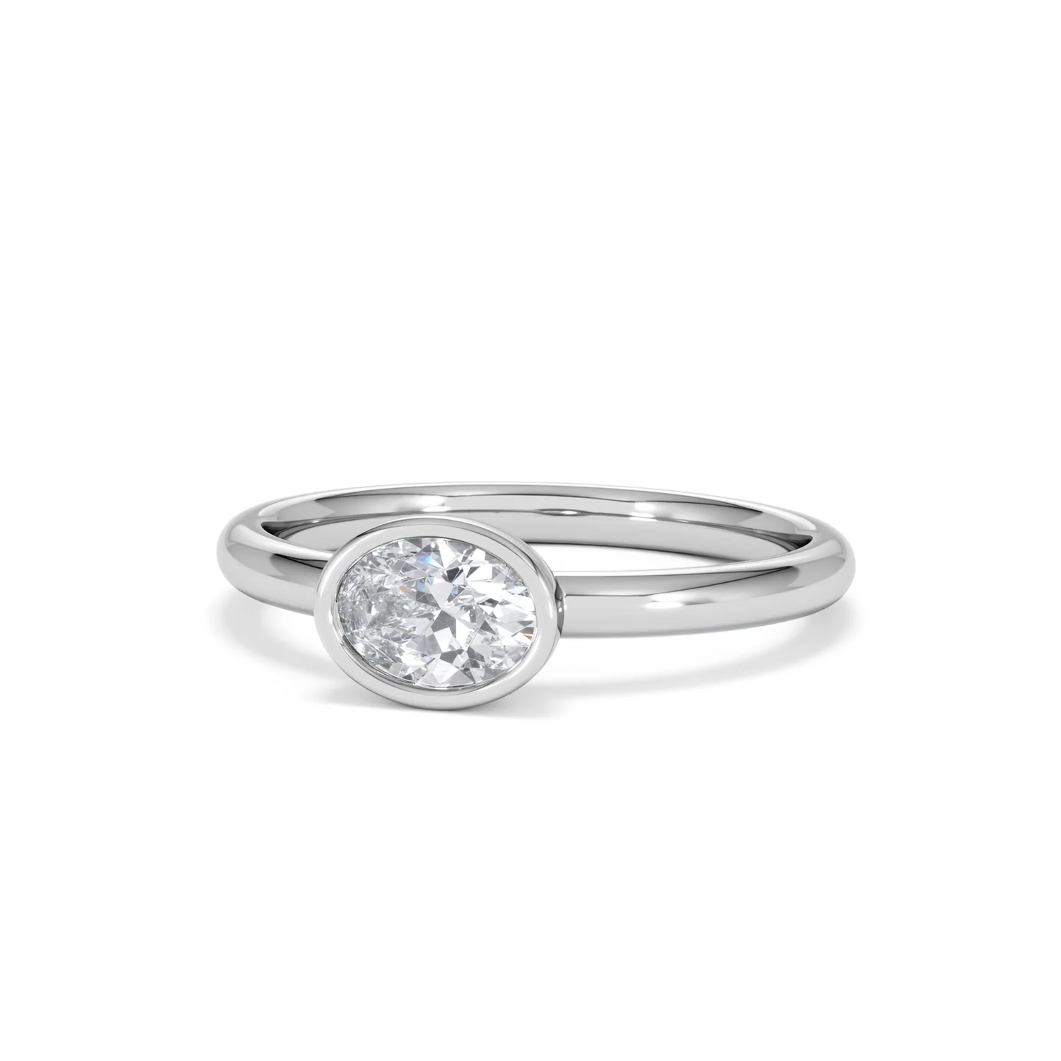 Horizon Oval Cut Lab Diamond Solitaire Ring 0.50ct H/SI in 9K White Gold - Image 86