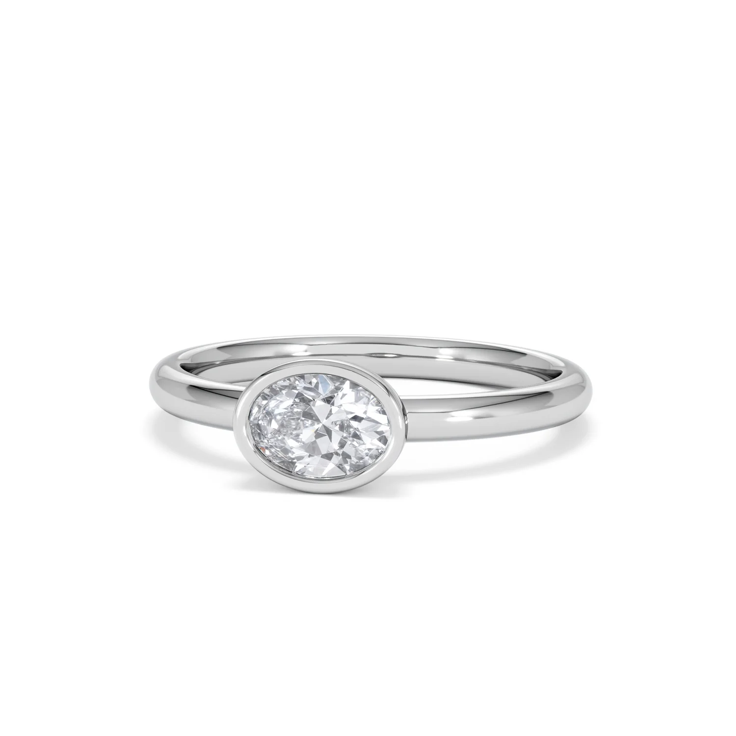 Horizon Oval Cut Lab Diamond Solitaire Ring 0.50ct H/SI in 9K White Gold - Image 87