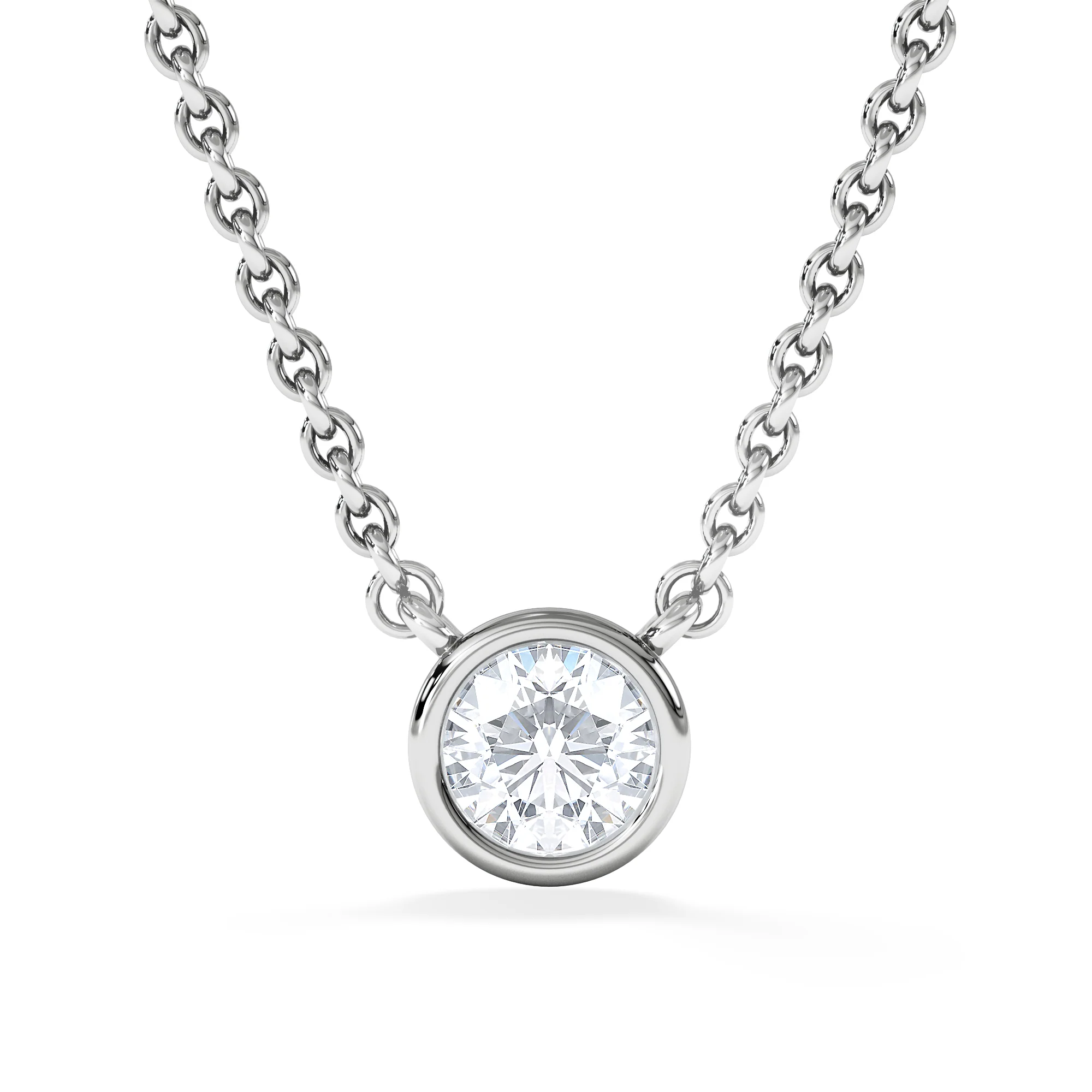 Horizon Round Cut Lab Diamond Solitaire Necklace 0.25ct H/SI in 925 Silver