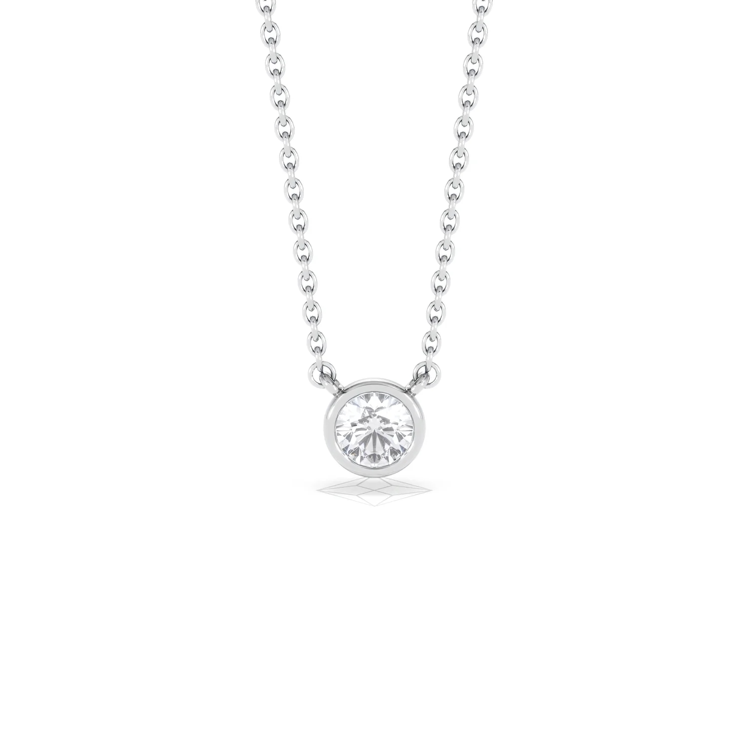 Horizon Round Cut Lab Diamond Solitaire Necklace 0.25ct H/SI in 925 Silver - Image 11