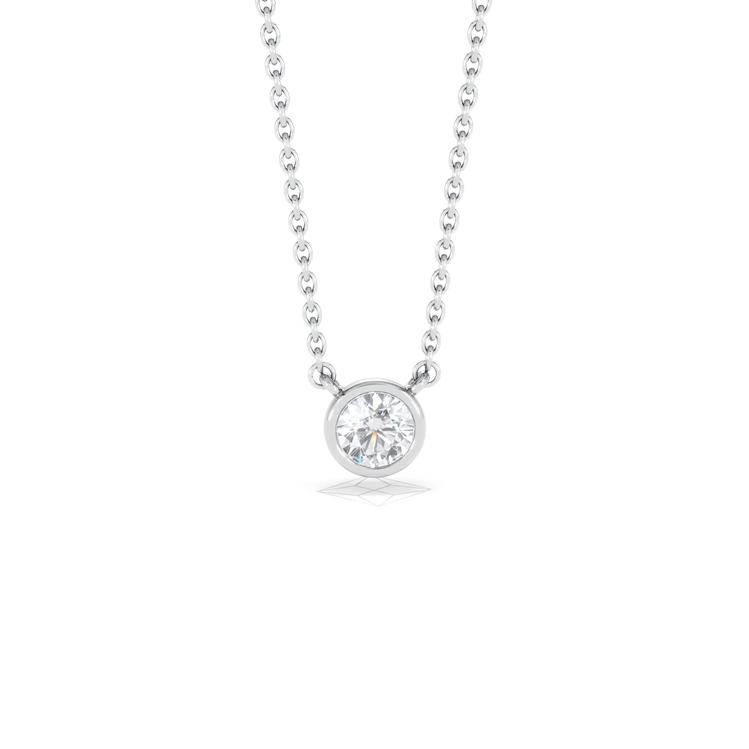 Horizon Round Cut Lab Diamond Solitaire Necklace 0.25ct H/SI in 925 Silver - Image 12