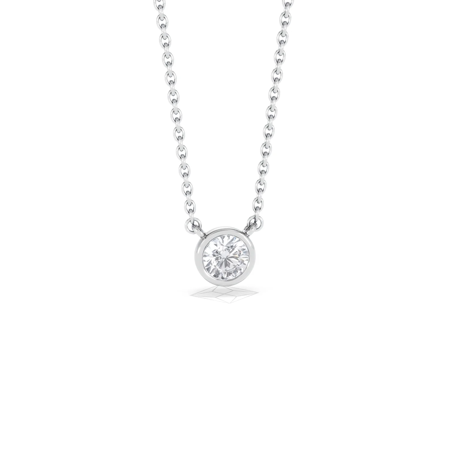 Horizon Round Cut Lab Diamond Solitaire Necklace 0.25ct H/SI in 925 Silver - Image 13