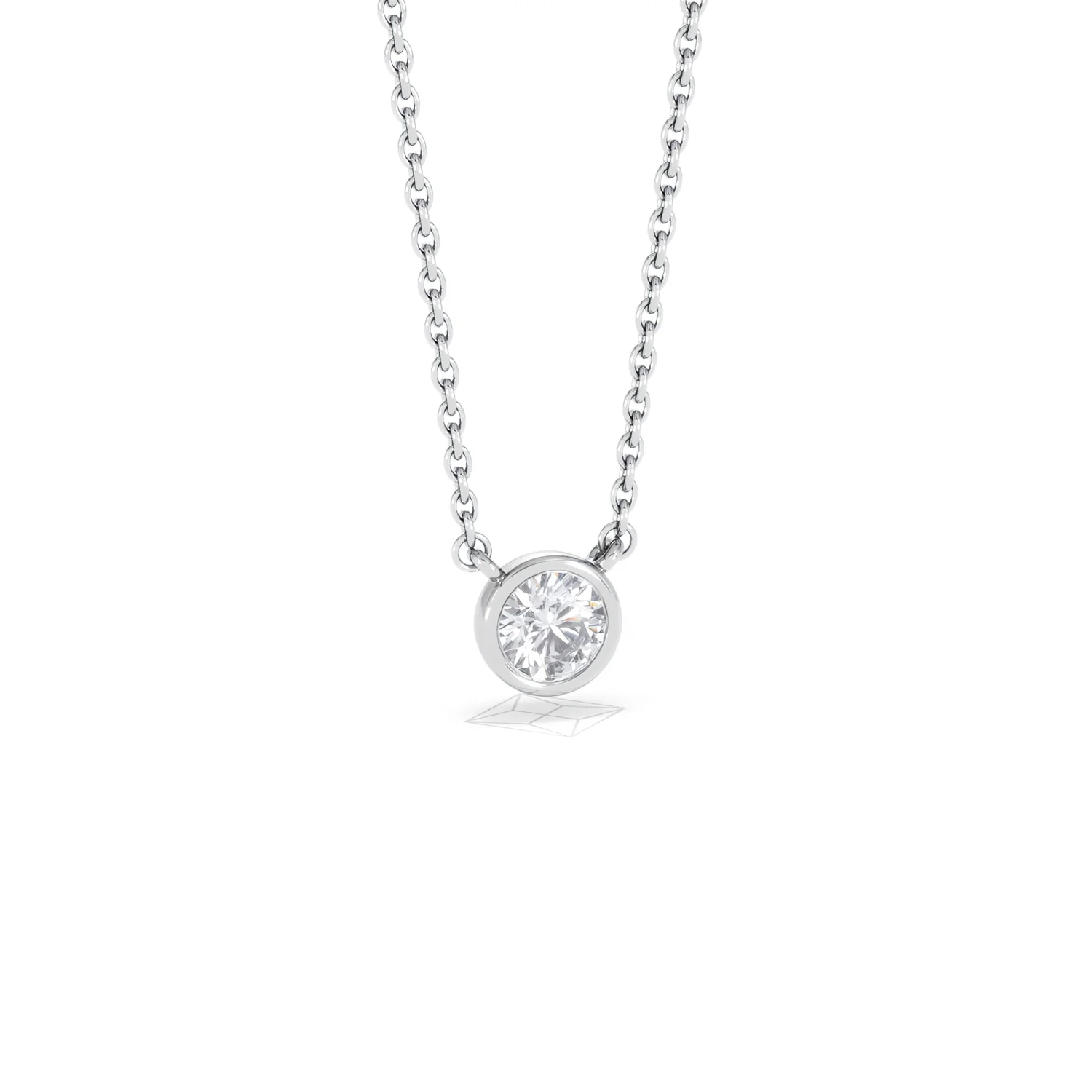 Horizon Round Cut Lab Diamond Solitaire Necklace 0.25ct H/SI in 925 Silver - Image 15
