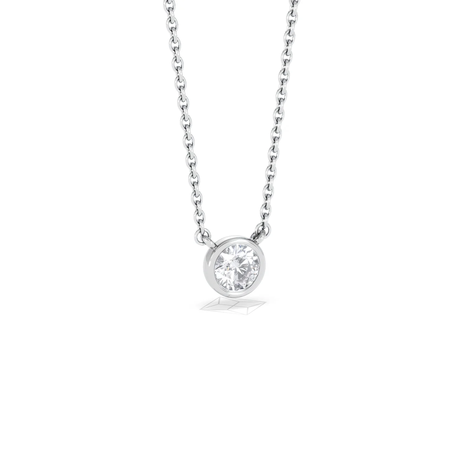 Horizon Round Cut Lab Diamond Solitaire Necklace 0.25ct H/SI in 925 Silver - Image 16