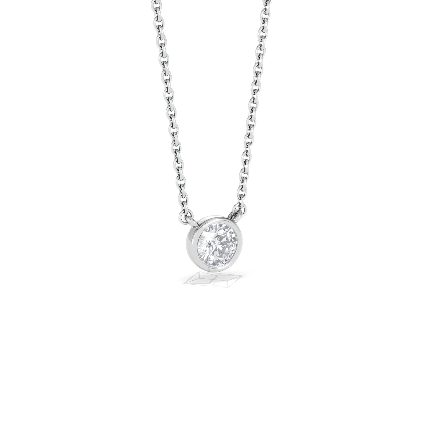 Horizon Round Cut Lab Diamond Solitaire Necklace 0.25ct H/SI in 925 Silver - Image 17