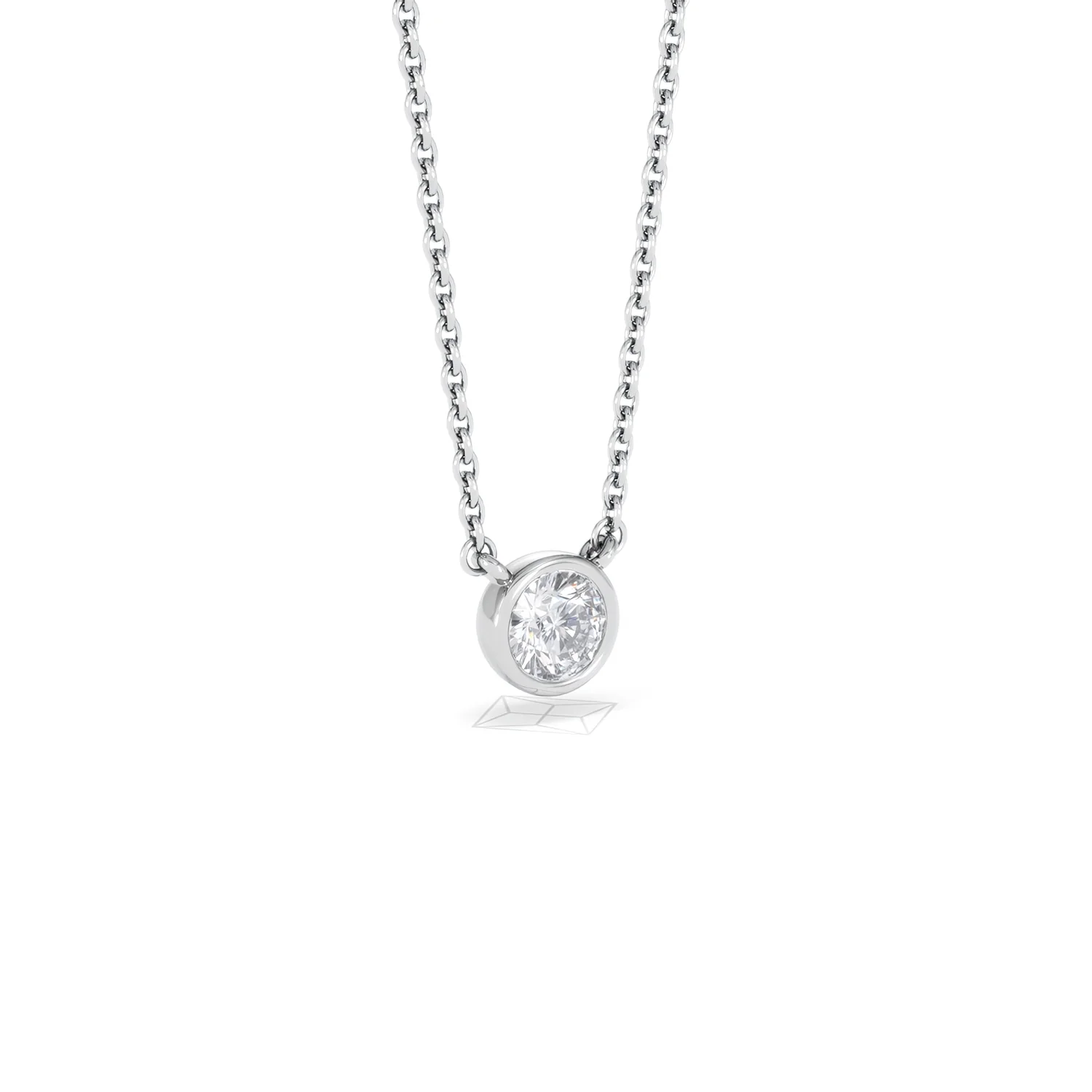 Horizon Round Cut Lab Diamond Solitaire Necklace 0.25ct H/SI in 925 Silver - Image 18