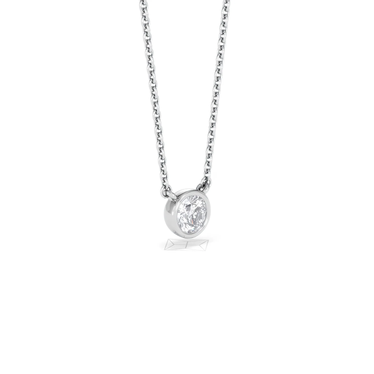 Horizon Round Cut Lab Diamond Solitaire Necklace 0.25ct H/SI in 925 Silver - Image 20