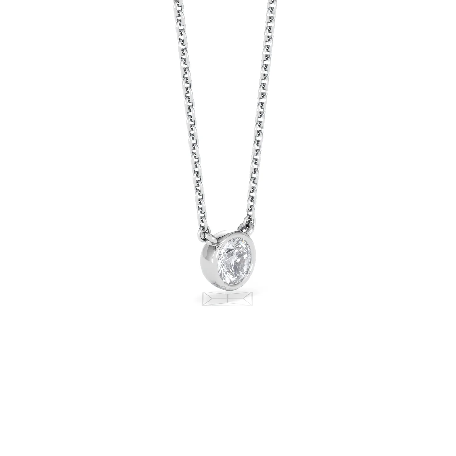 Horizon Round Cut Lab Diamond Solitaire Necklace 0.25ct H/SI in 925 Silver - Image 21