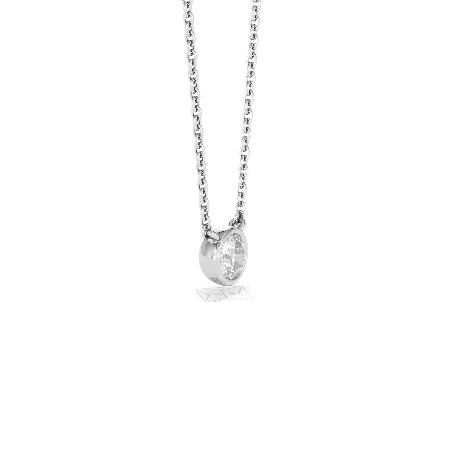 Horizon Round Cut Lab Diamond Solitaire Necklace 0.25ct H/SI in 925 Silver - Image 24