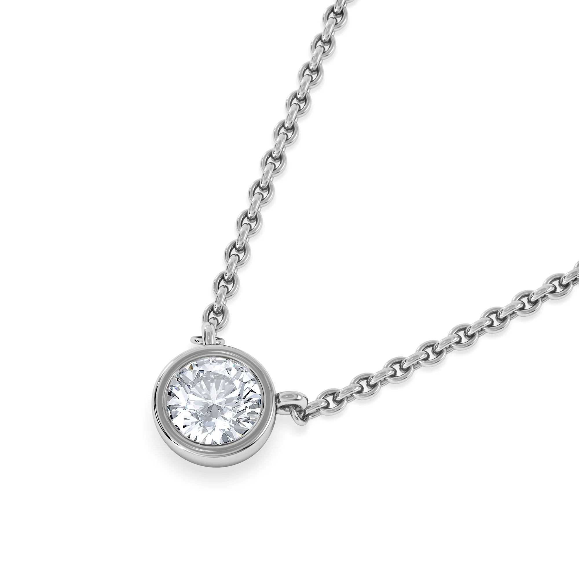 Horizon Round Cut Lab Diamond Solitaire Necklace 0.25ct H/SI in 925 Silver - Image 5