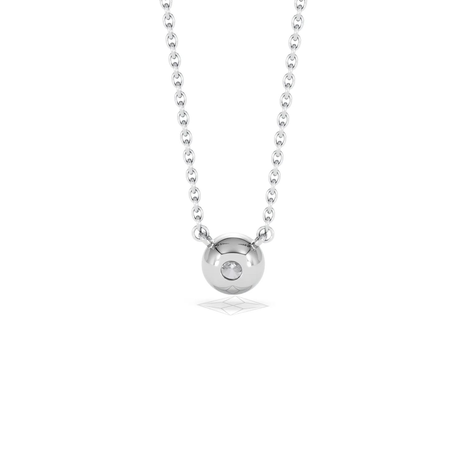 Horizon Round Cut Lab Diamond Solitaire Necklace 0.25ct H/SI in 925 Silver - Image 50